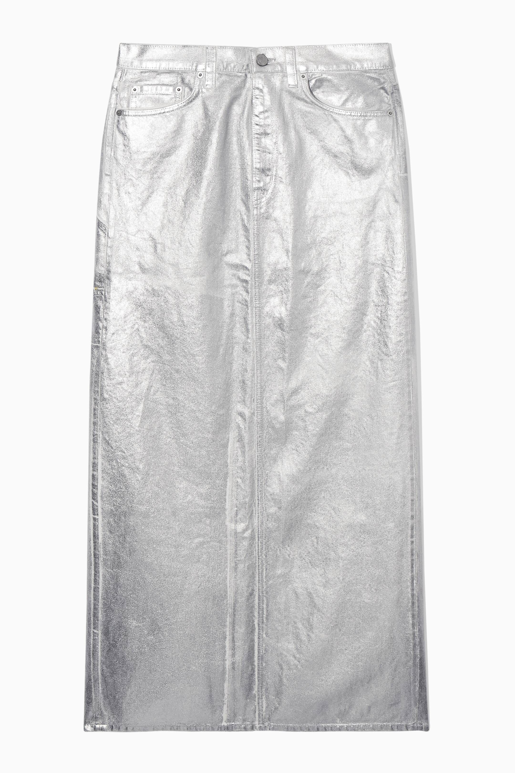View larger image: COATED-DENIM MAXI SKIRT - SILVER - Ladies | H&M GB 1