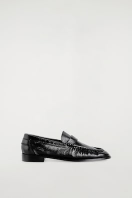LEATHER MOCCASIN LOAFERS — BLACK 4