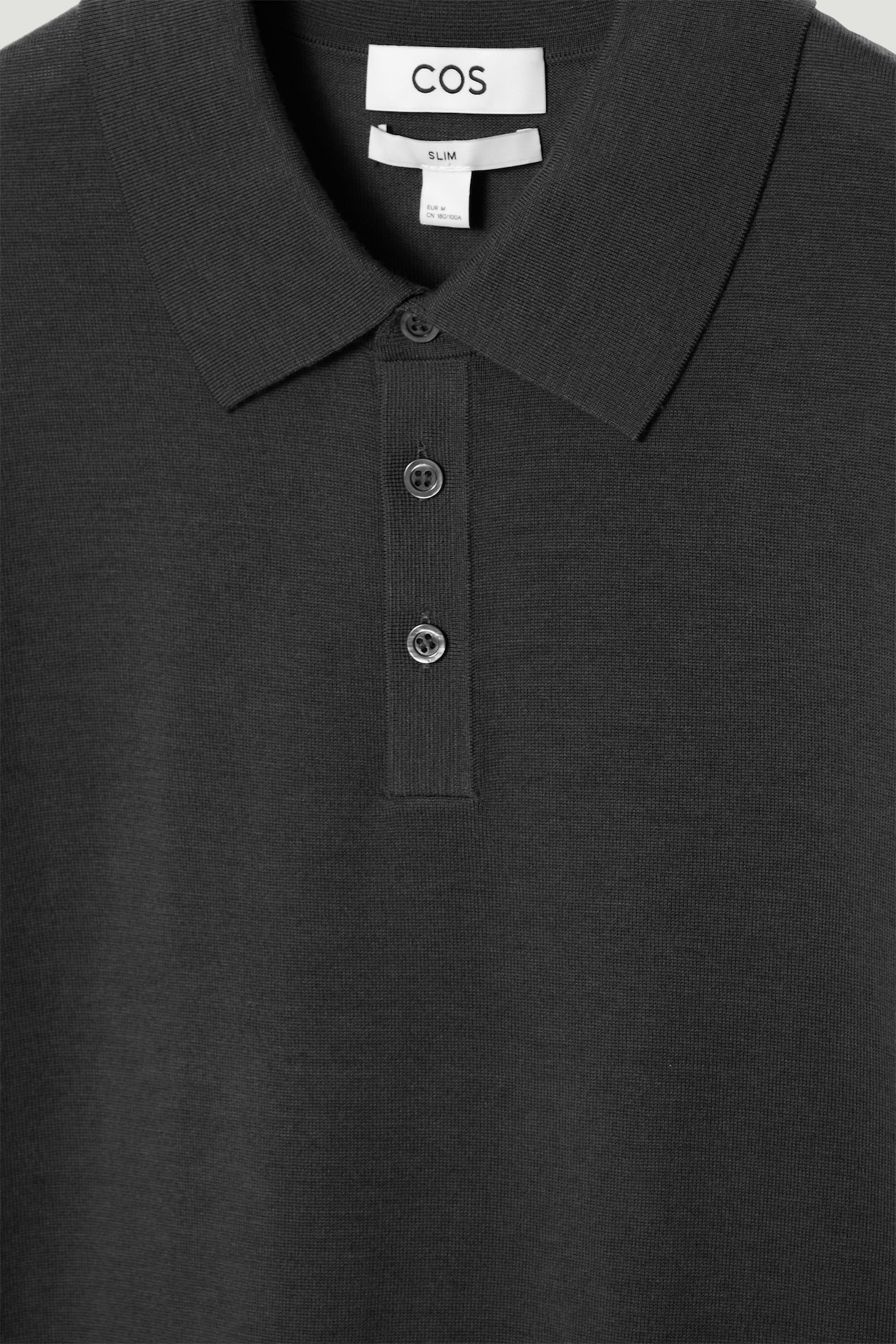 SLIM MERINO WOOL POLO SHIRT — BLACK