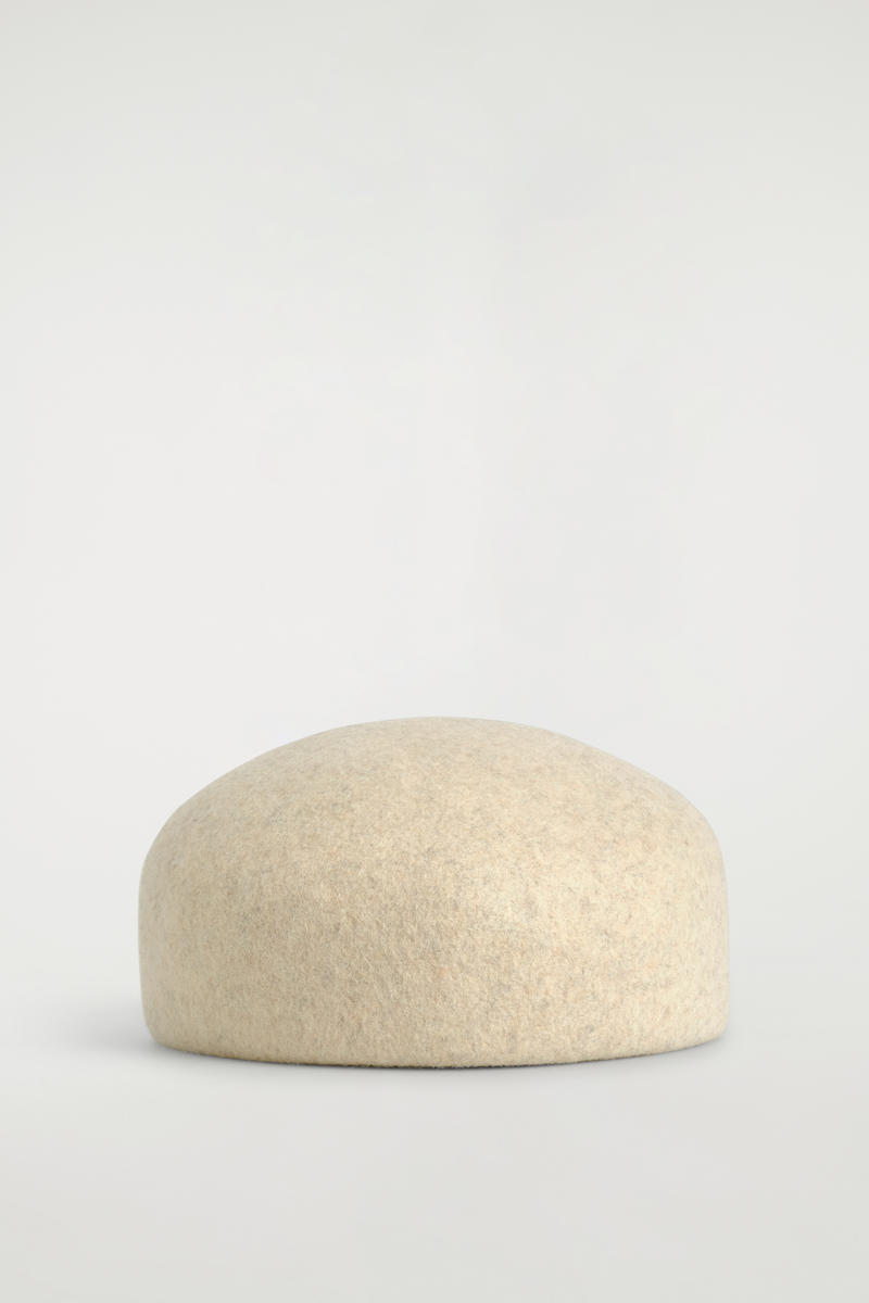 Cos Sculpted Wool Beret In Neutral