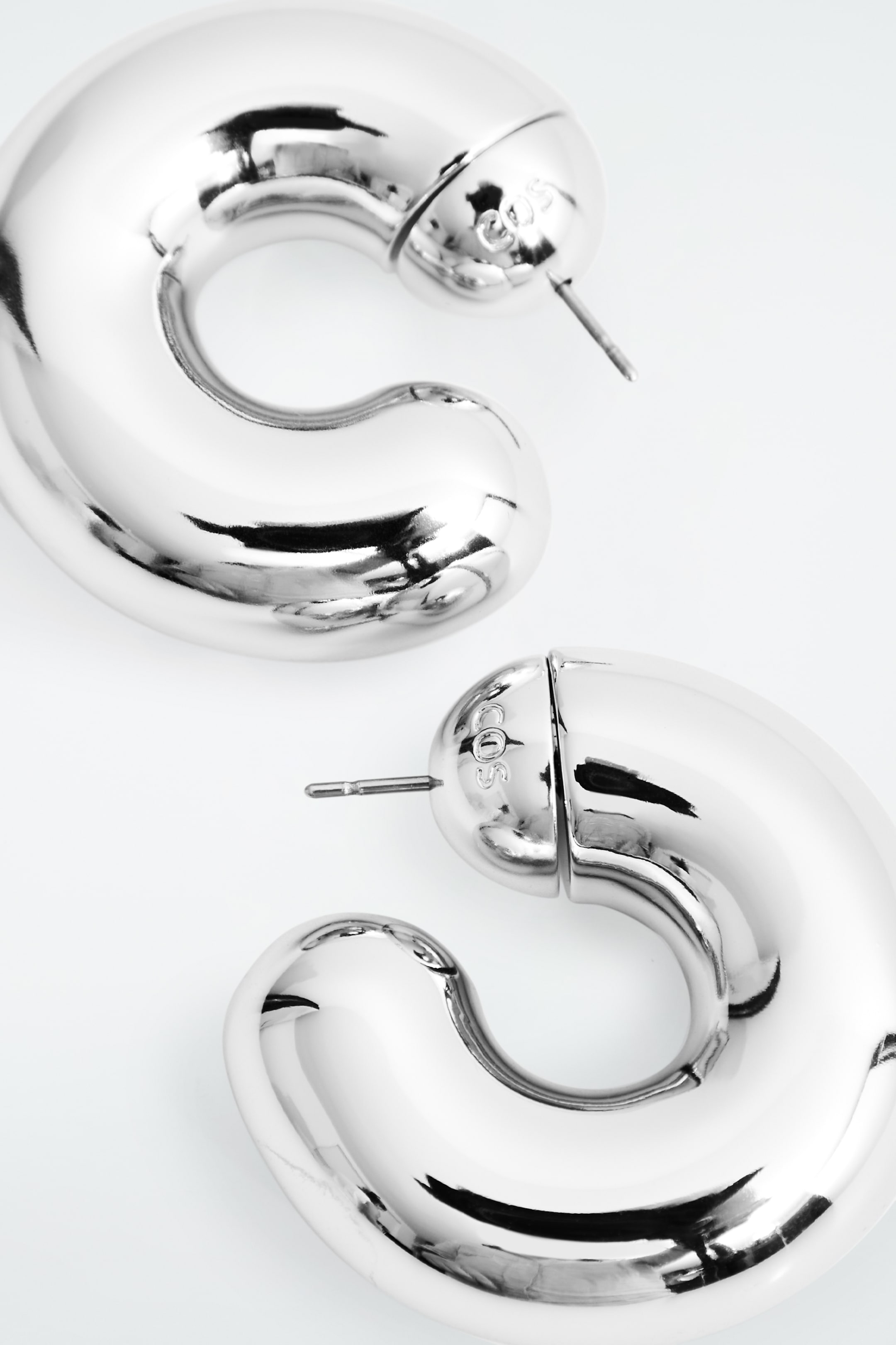 View larger image: OVERSIZED CHUNKY HOOP EARRINGS - SILVER - Ladies | H&M GB 2