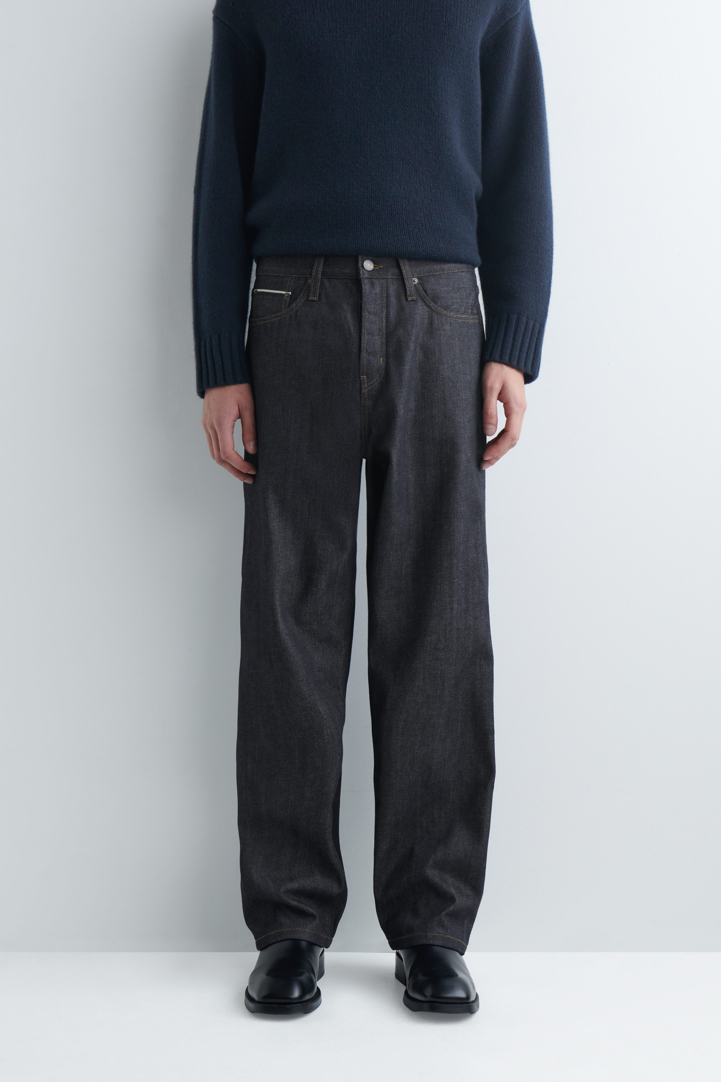 RIDER RAW SELVEDGE RELAXED-FIT STRAIGHT-LEG JEANS - RAW INDIGO