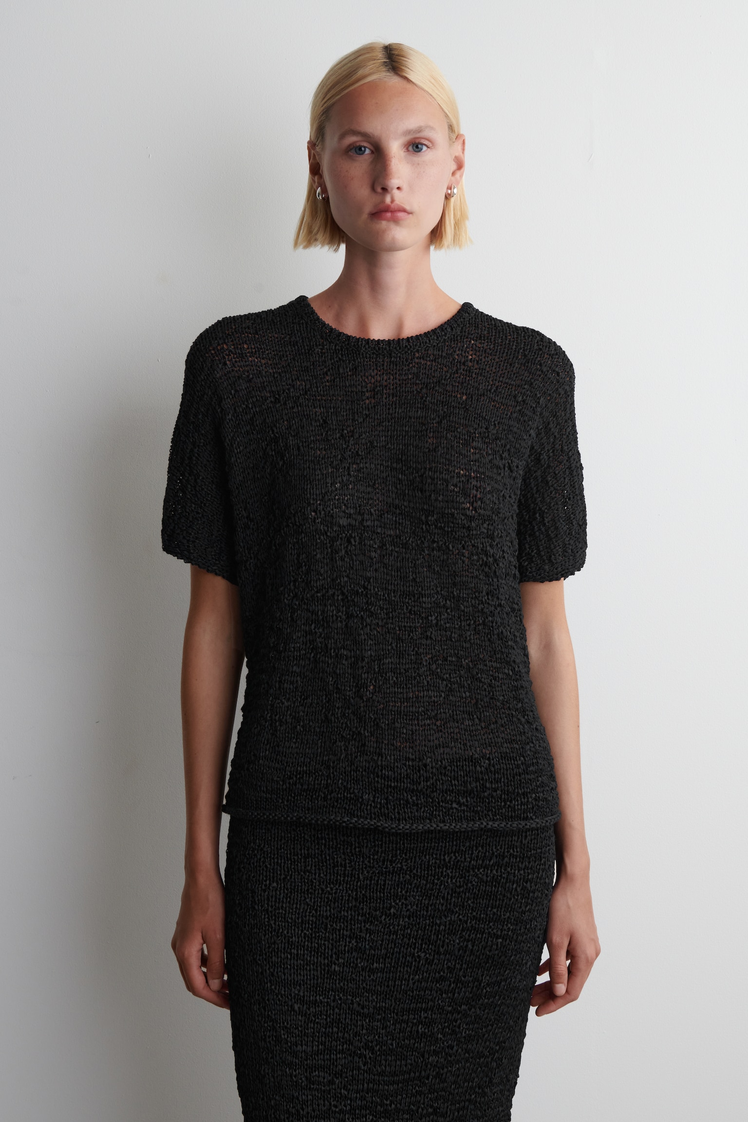 BLUSA DE PUNTO ABIERTO TEXTURIZADO - NEGRO - 1
