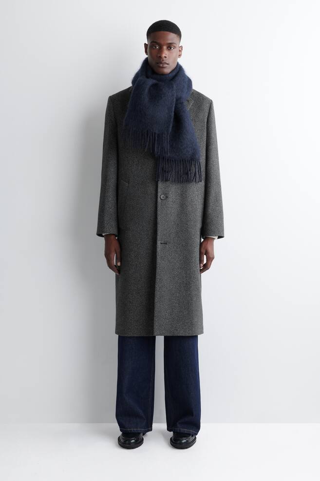 BUFANDA DE MOHAIR DESFLECADA - AZUL MARINO/CAQUI OSCURO - 2