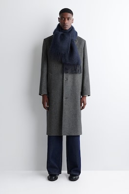 FRINGED MOHAIR SCARF — NAVY 1