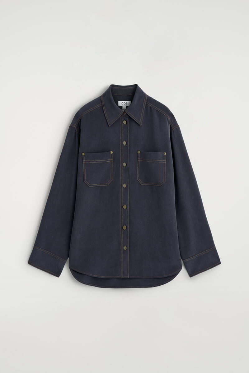 Denim-Effect Silk Shirt