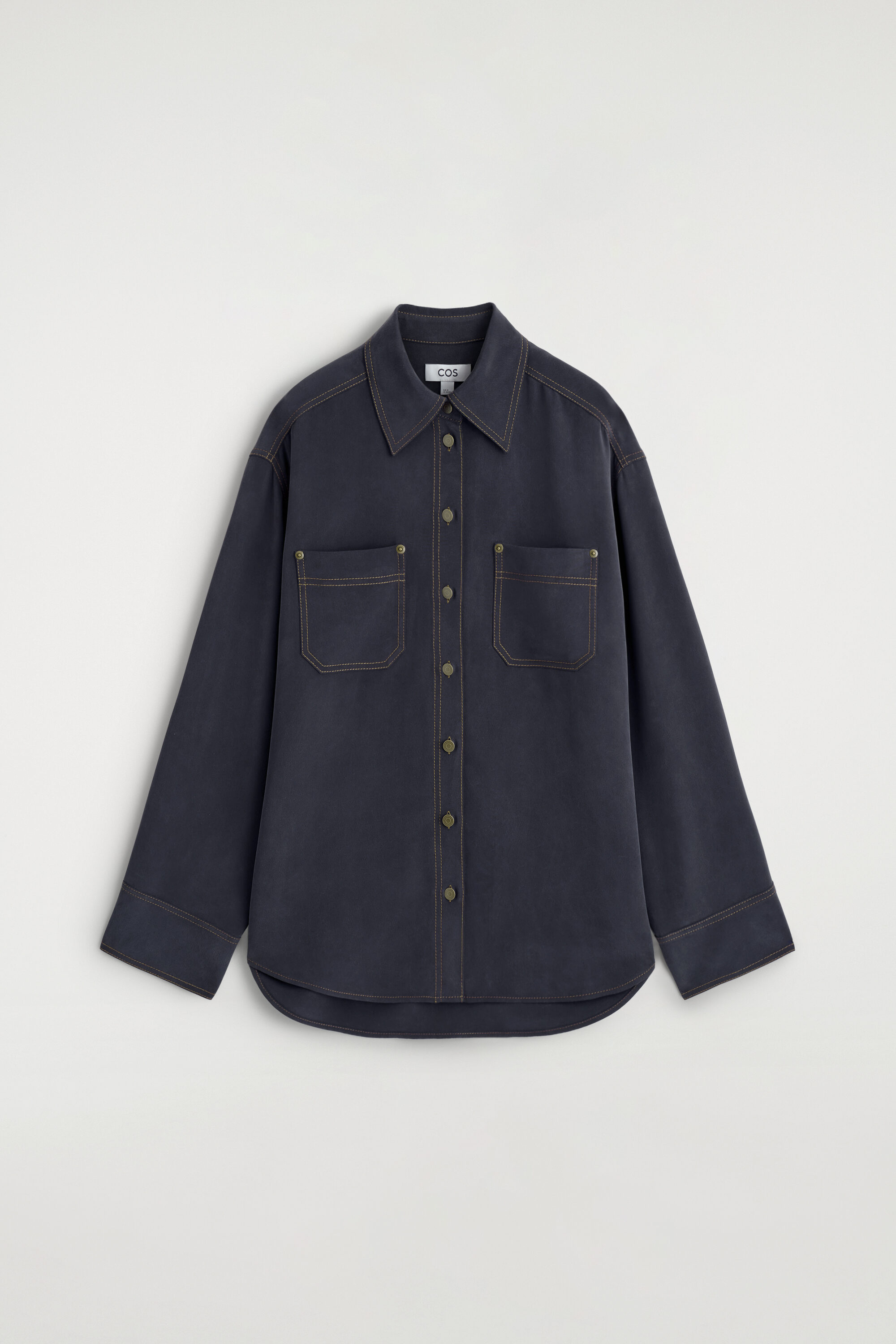 DENIM-EFFECT SILK SHIRT - INDIGO | COS US