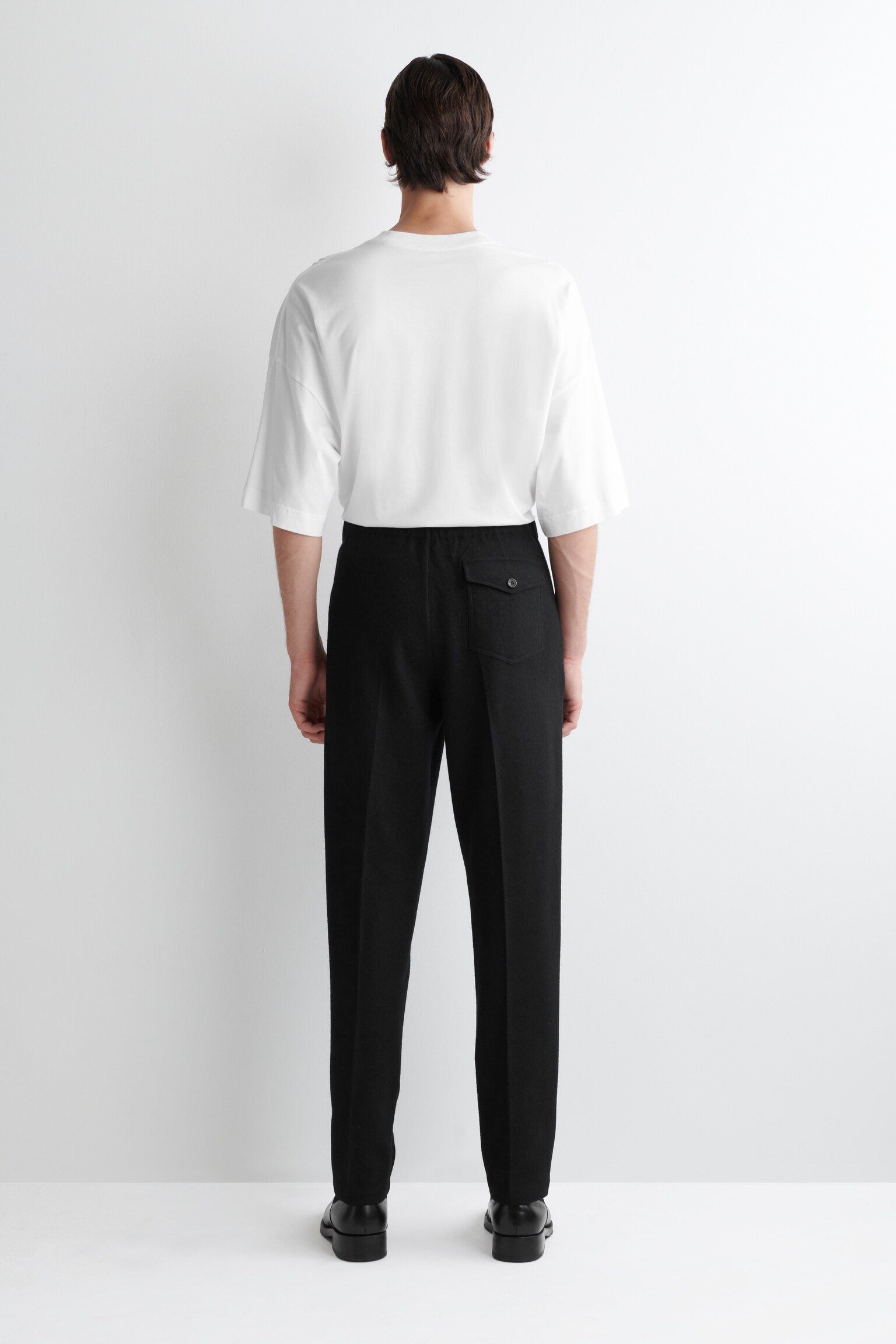 PANTALON TAILLE ÉLASTIQUÉE EN LAINE BOUILLIE - NOIR/KAKI FONCÉ/BRUN FONCÉ - 7