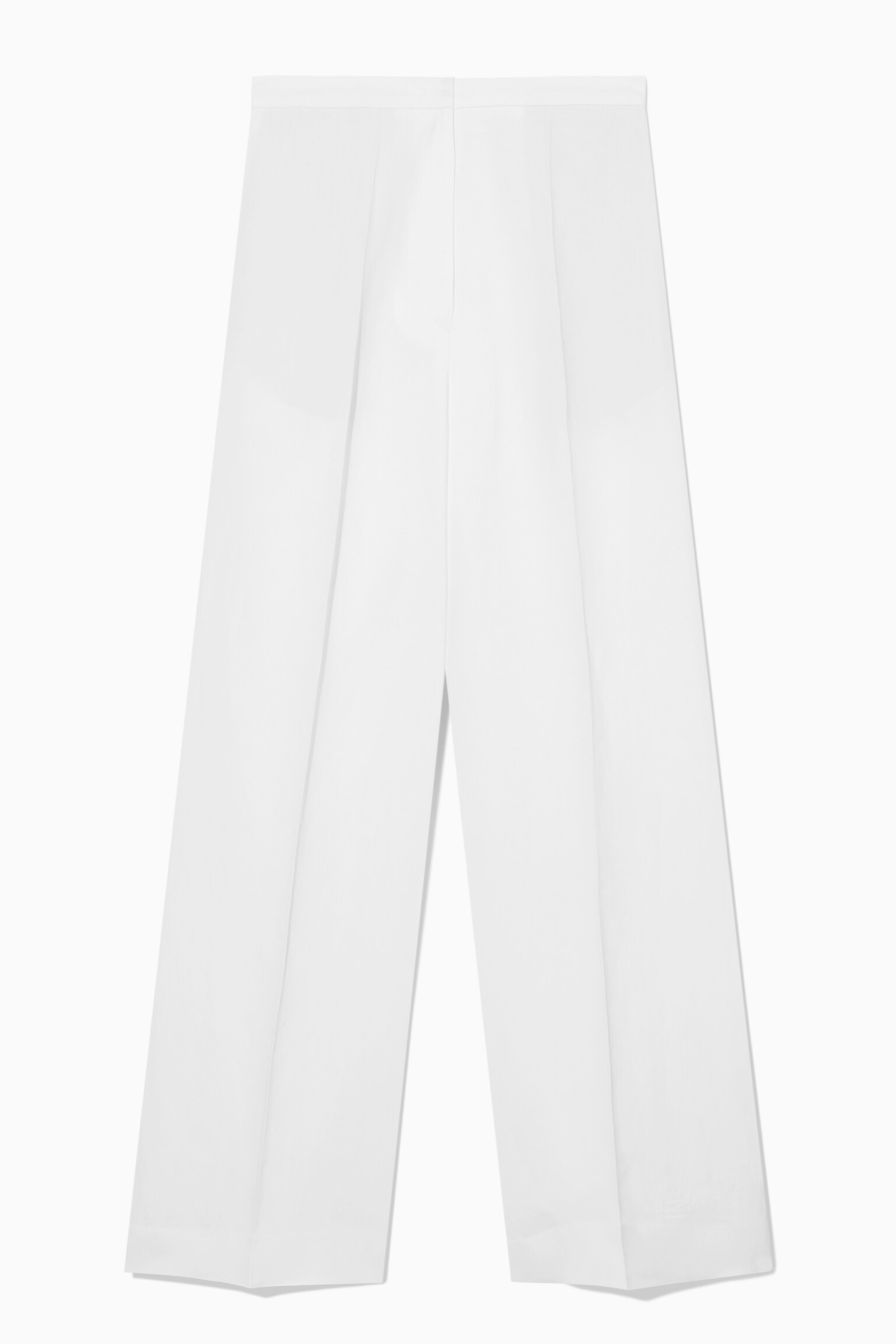 REGULAR LINEN-BLEND WIDE-LEG TROUSERS - WHITE