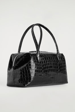 MONTMARTRE BOWLING BAG - CROC-EFFECT LEATHER — BLACK 3