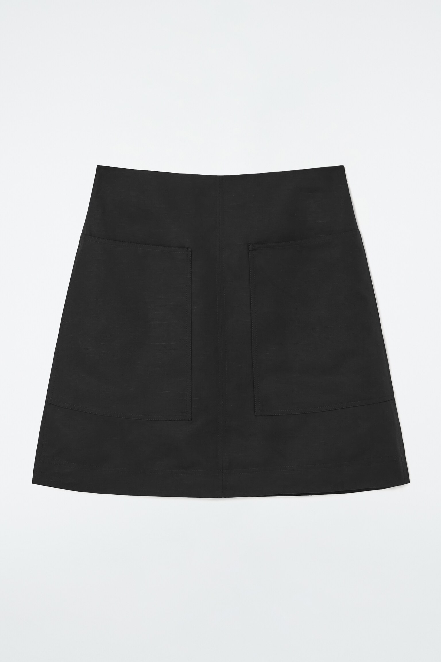 A-LINE LINEN MINI SKIRT - BLACK