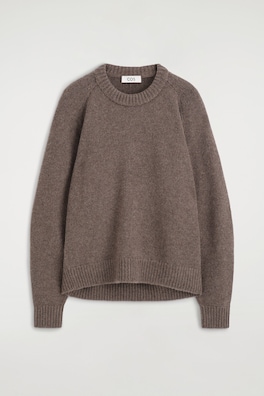 ROUNDED PURE CASHMERE CREW-NECK SWEATER — BROWN MÉLANGE 11