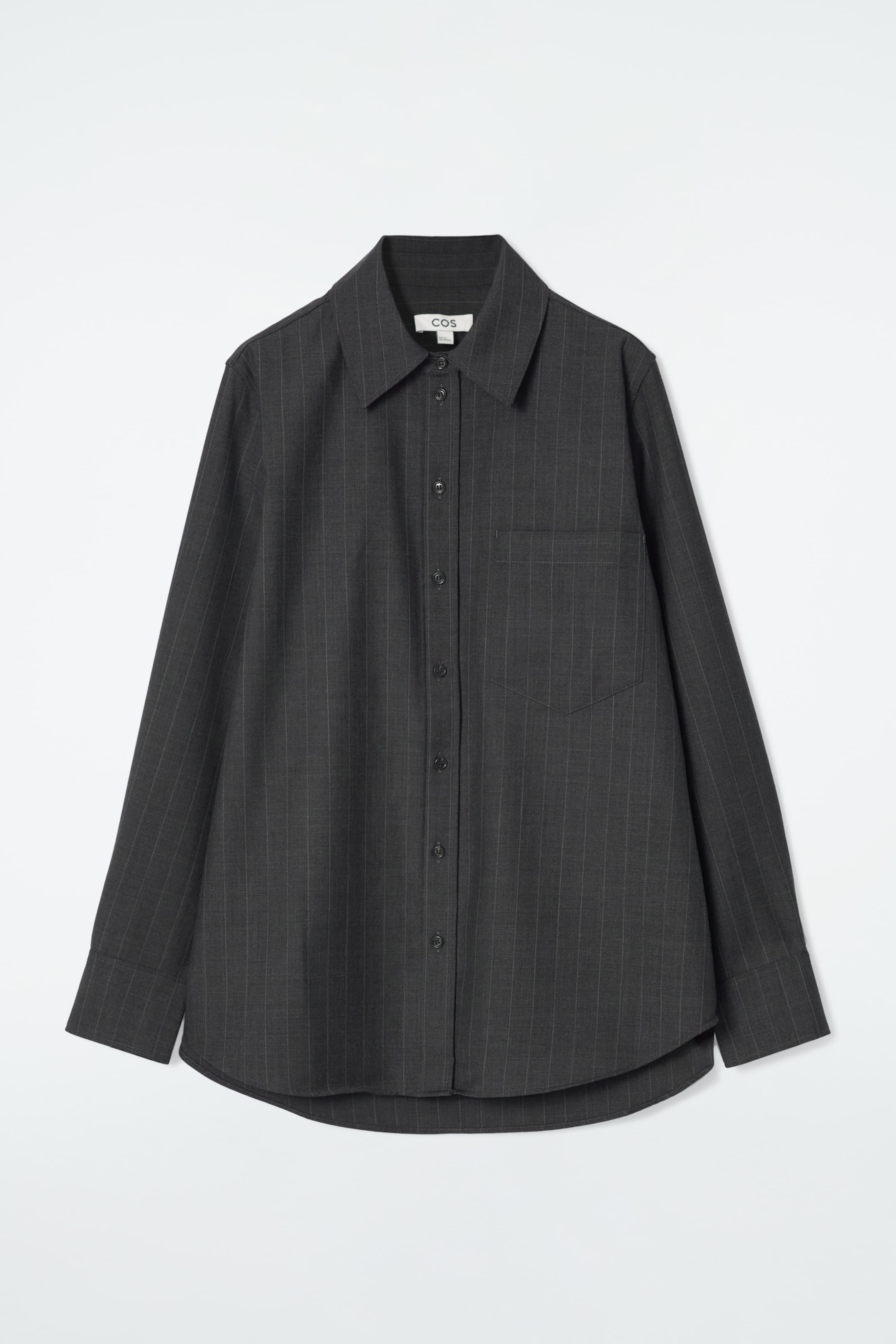 Ingrandisci l'immagine: RELAXED PINSTRIPED WOOL SHIRT - DARK GREY / PINSTRIPED - DONNA | H&M CH 1