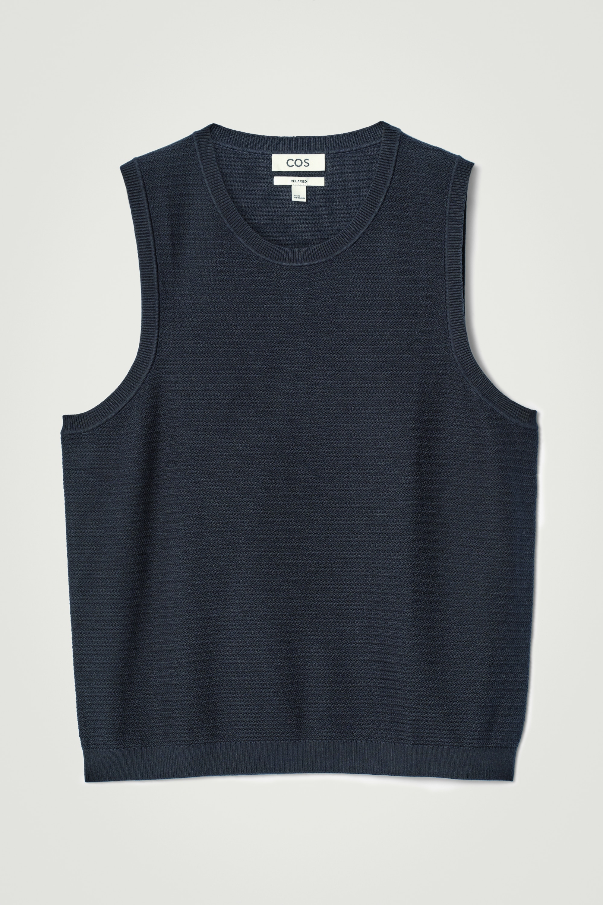 TEXTURED KNITTED COTTON TANK TOP - NAVY/BLUE/BLACK/OFF-WHITE