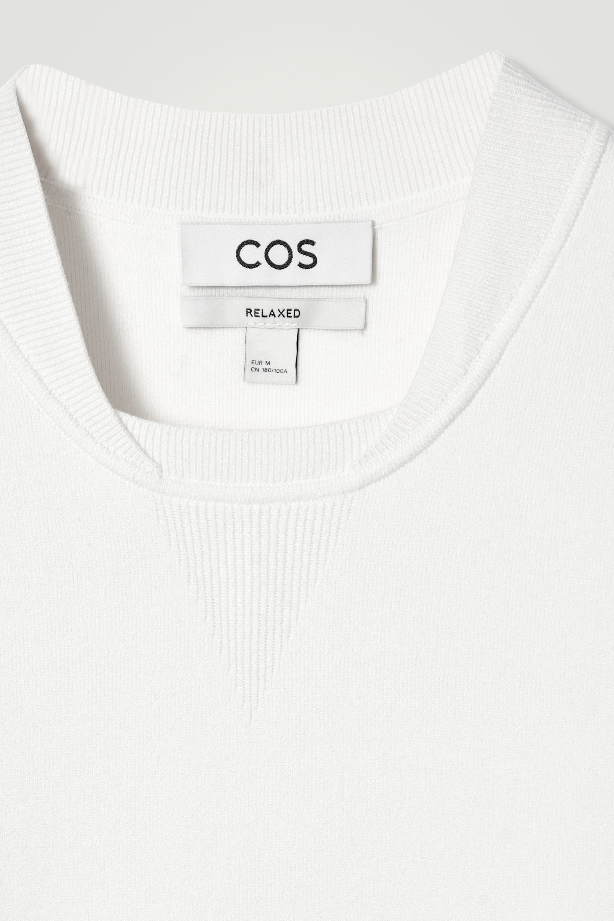 DOUBLE-FACED BOMBER-NECK KNITTED SWEATER - OFF-WHITE | COS