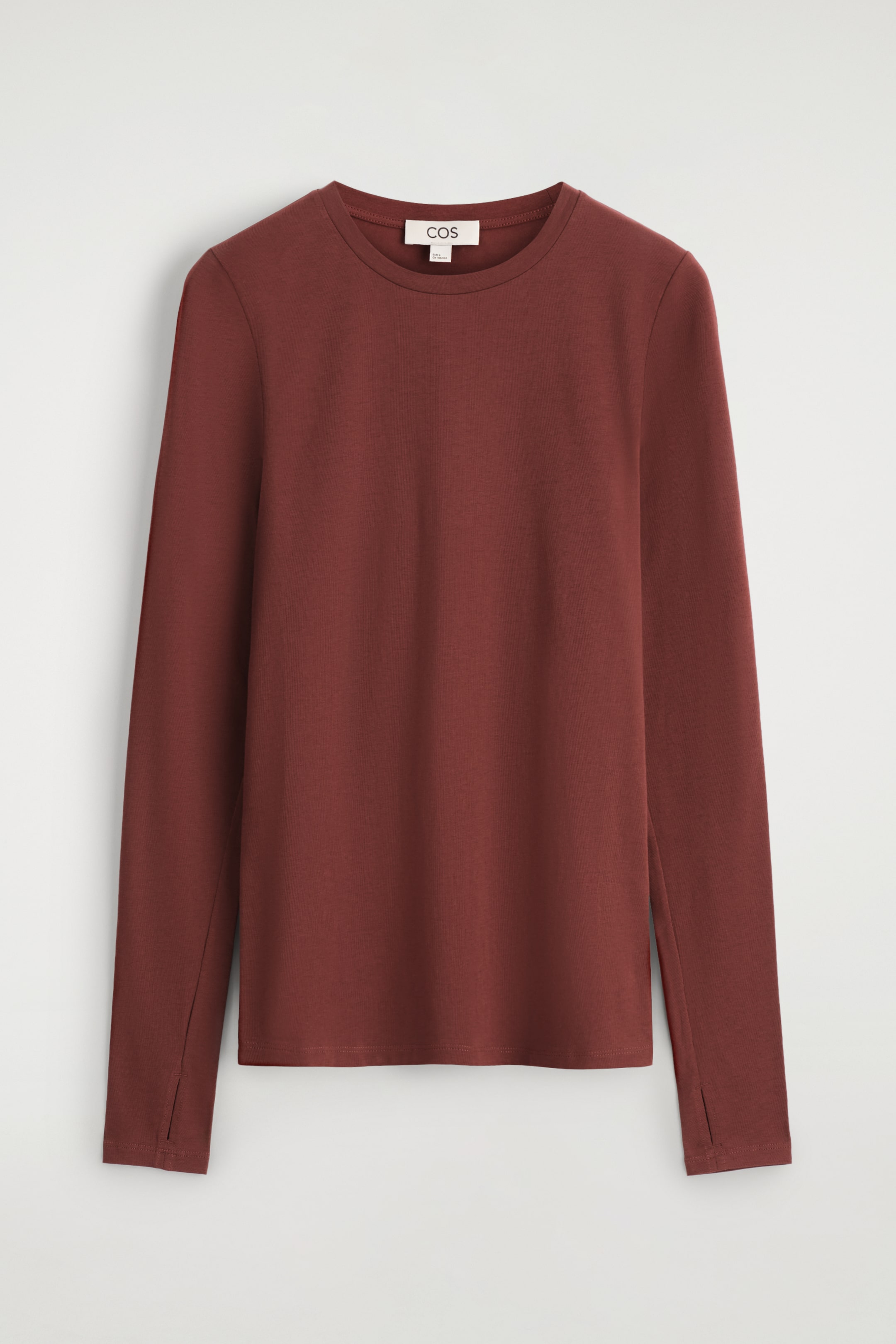 Visa större bild: FIGURNÄRA LÄTTVIKTIG LÅNGÄRMAD TOPP - MÖRKRÖD - DAM | H&M SE 5