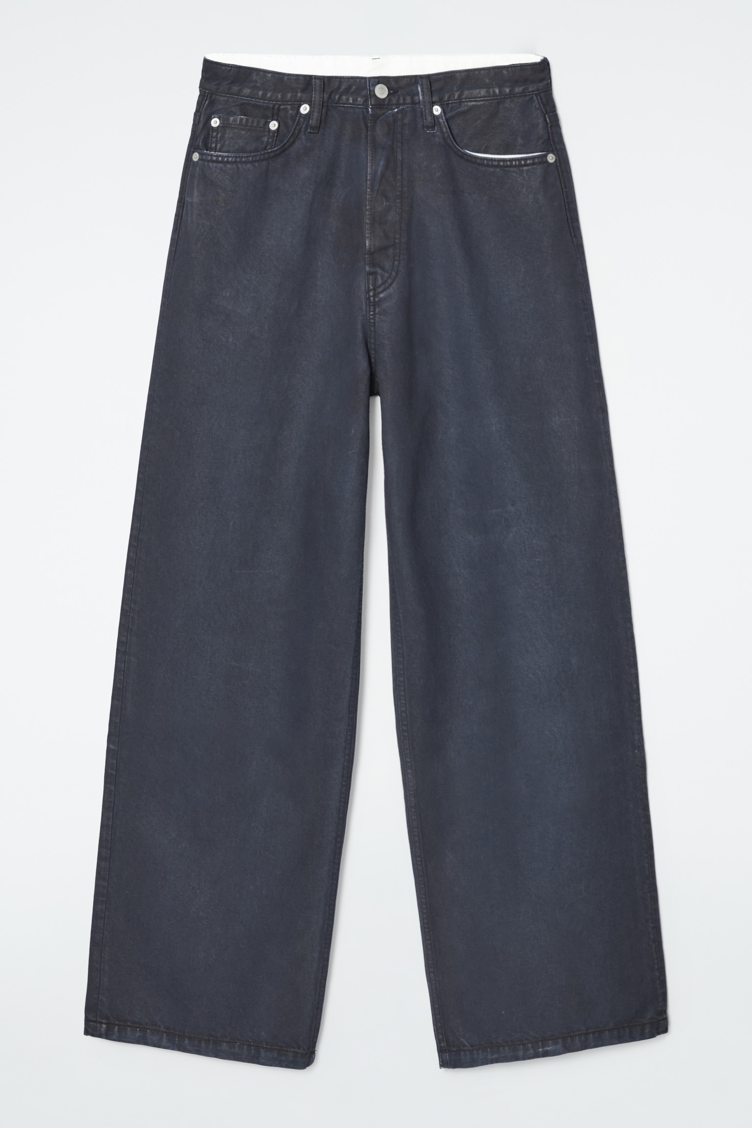 VOLUME SPRAYED WIDE-LEG JEANS - DARK BLUE