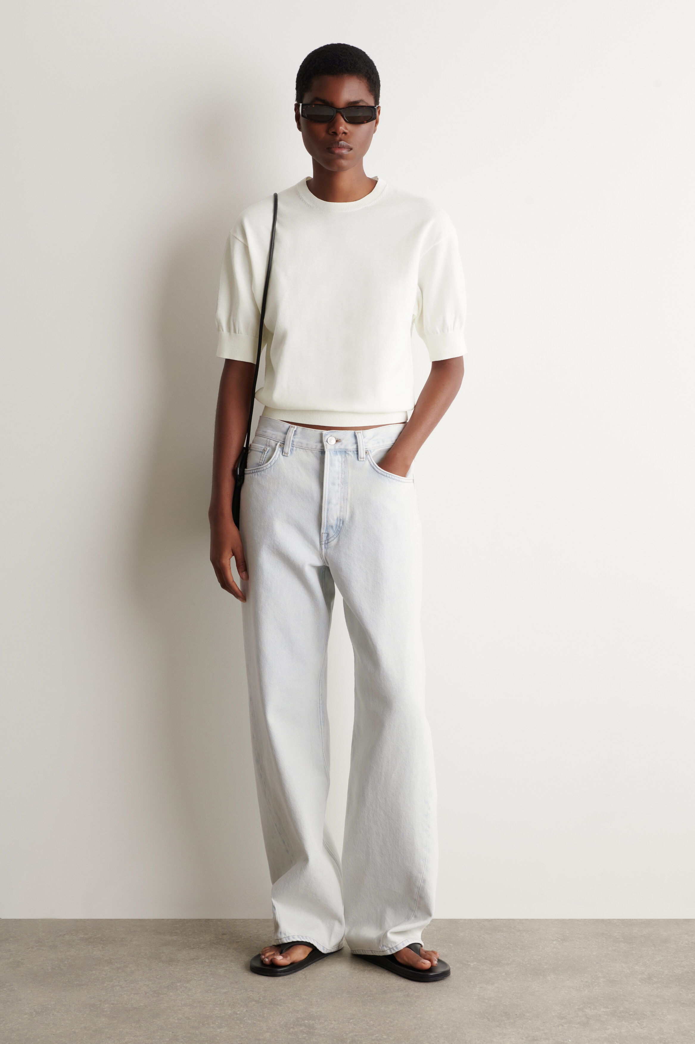 KNITTED COTTON T-SHIRT - OFF-WHITE | COS US