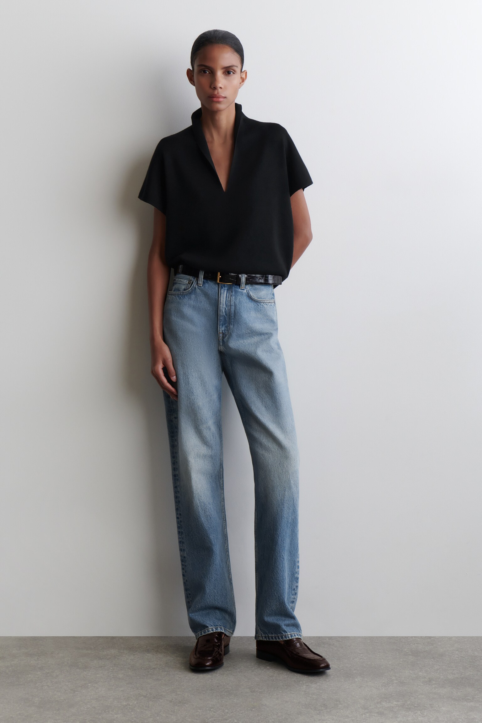 REPRISE JEANS MIT GERADEM BEIN - VERBLASSTES BLAU/DUNKELBRAUN/SCHWARZ/DUNKLES INDIGOBLAU - 1