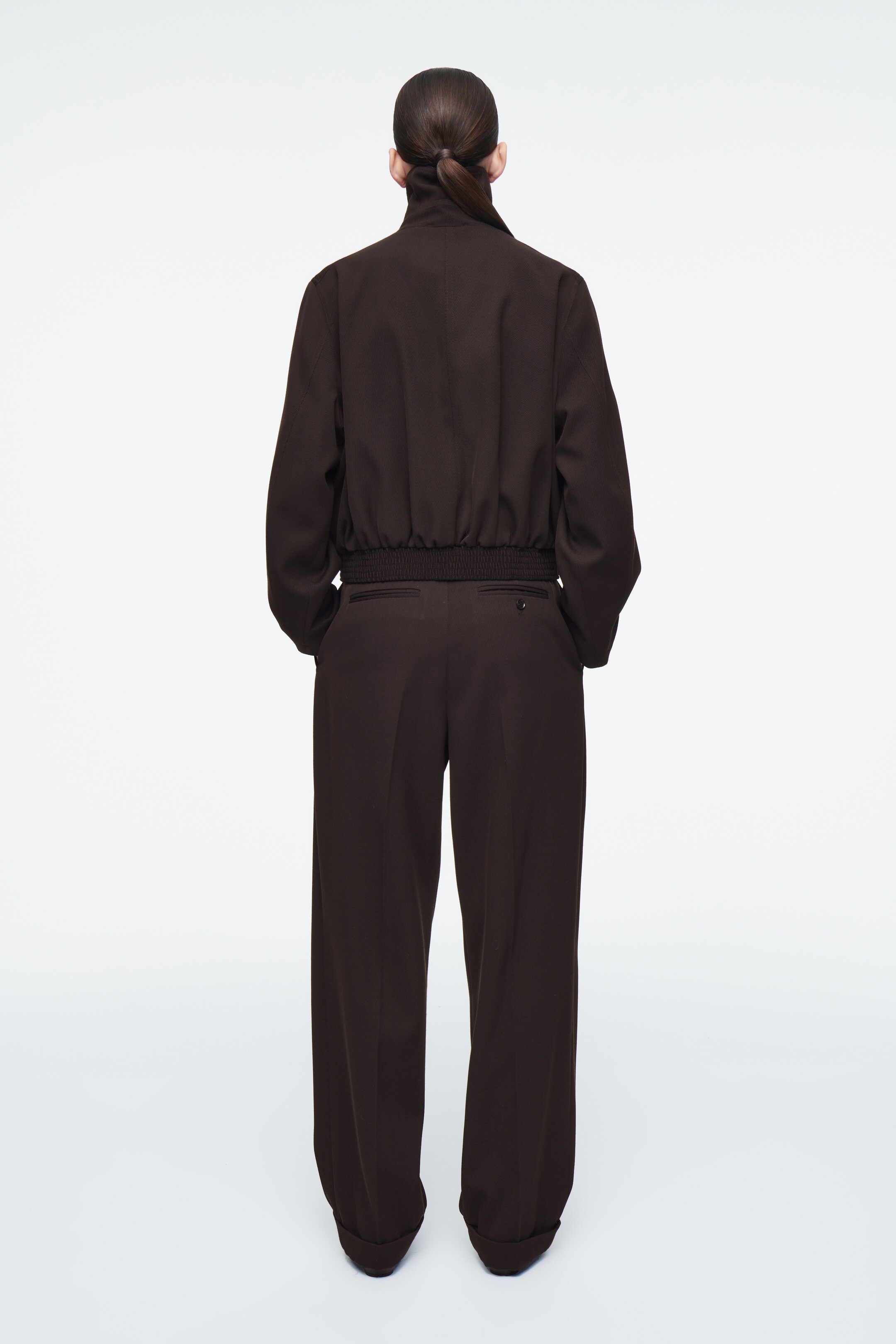 Agrandir l'image: VESTE OVERSIZE À COL CHEMINÉE EN LAINE MÉLANGÉE - BRUN FONCÉ - FEMME | H&M CH 7