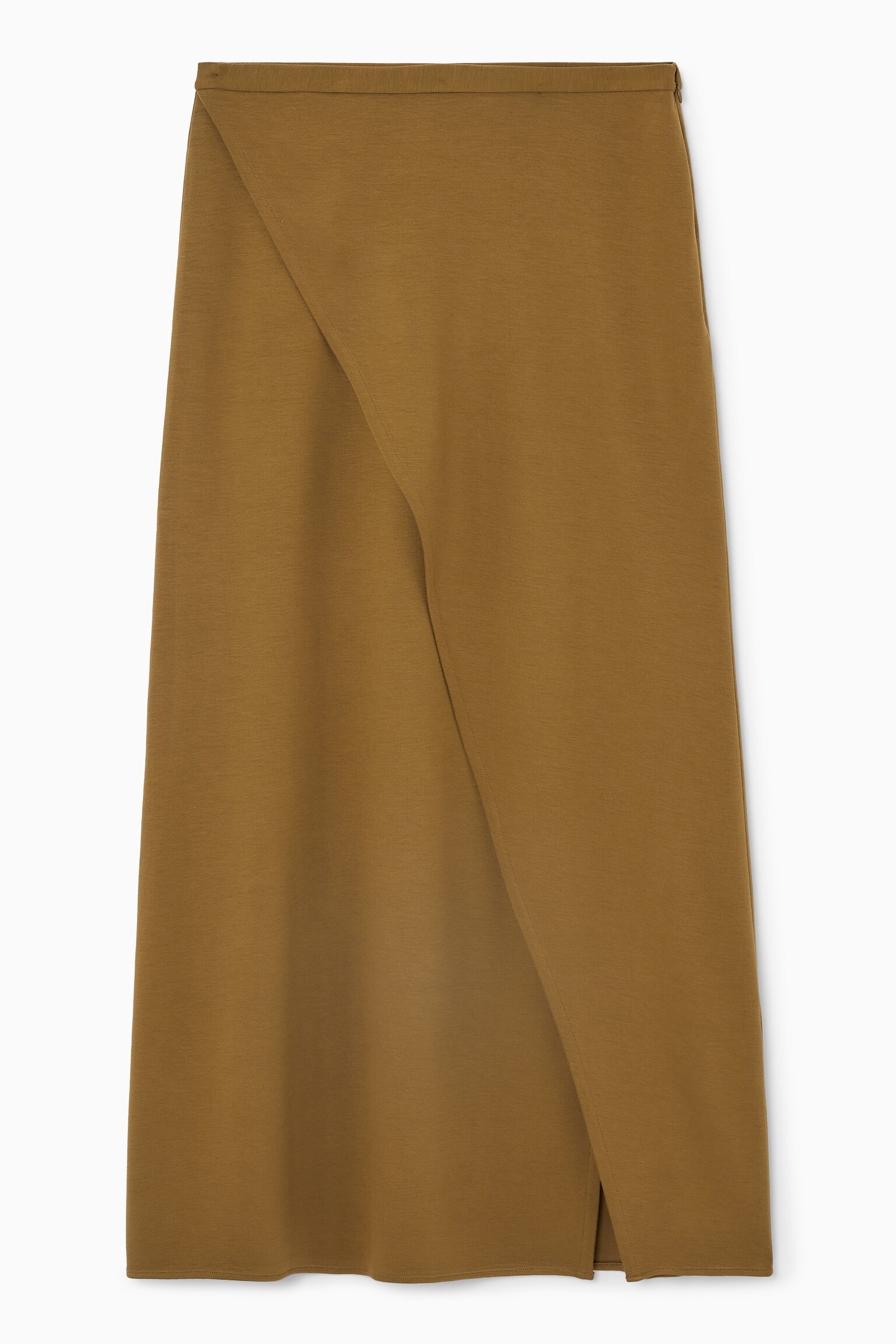 JERSEY WRAP MIDI SKIRT - OCHRE