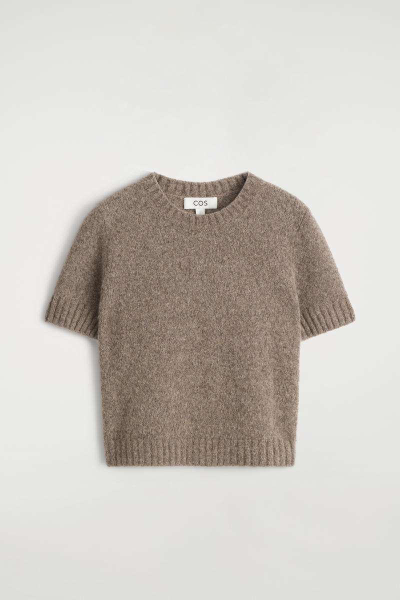 Cos Knitted Alpaca-blend T-shirt In Brown