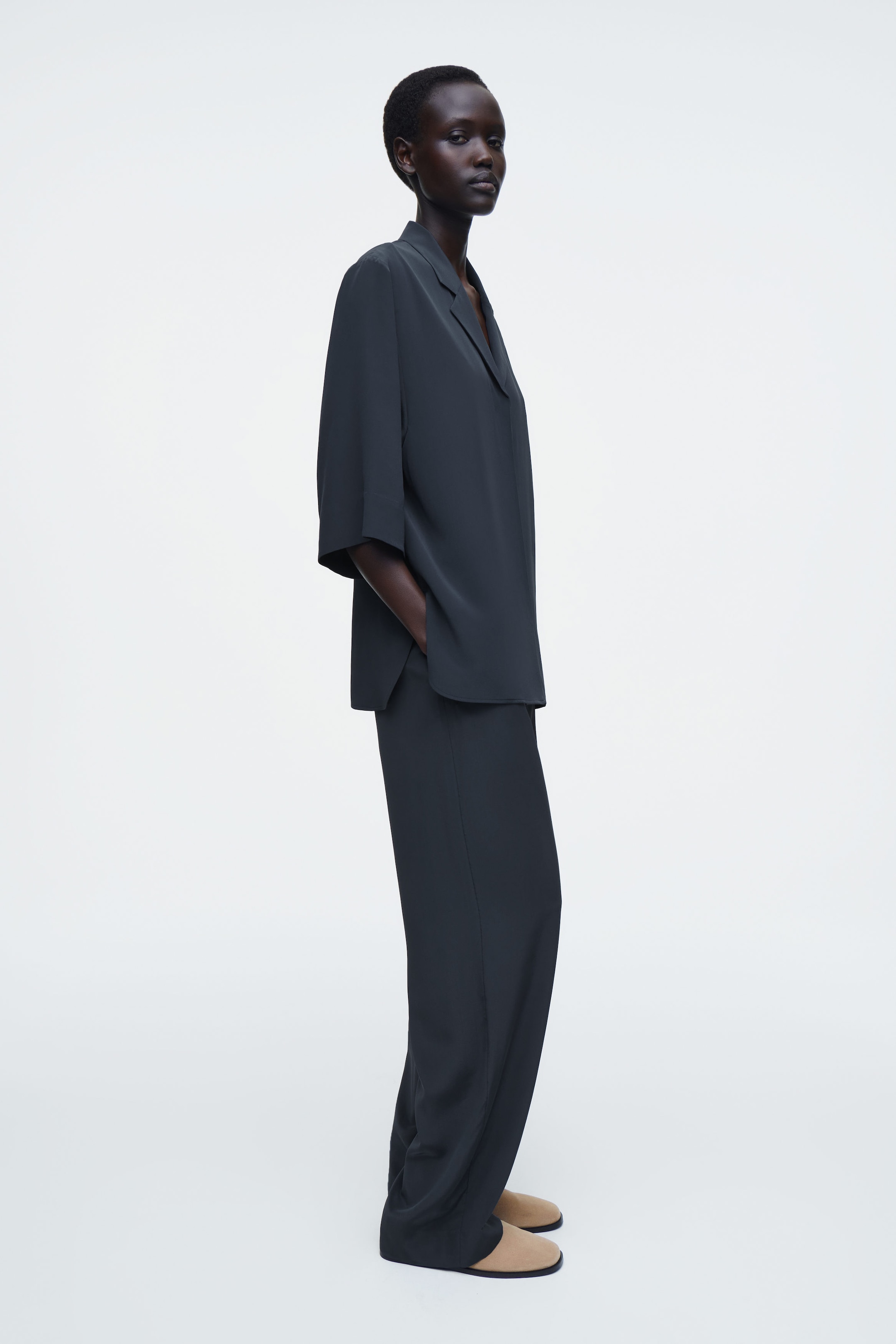 CAMP-COLLAR SILK SHIRT