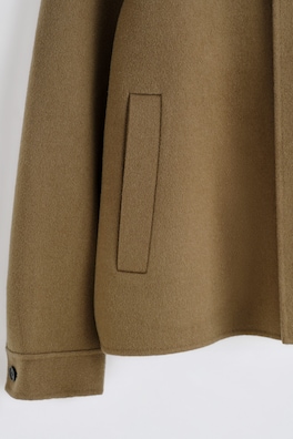 DOUBLE-FACED WOOL MOCK-NECK JACKET — DARK BEIGE 8