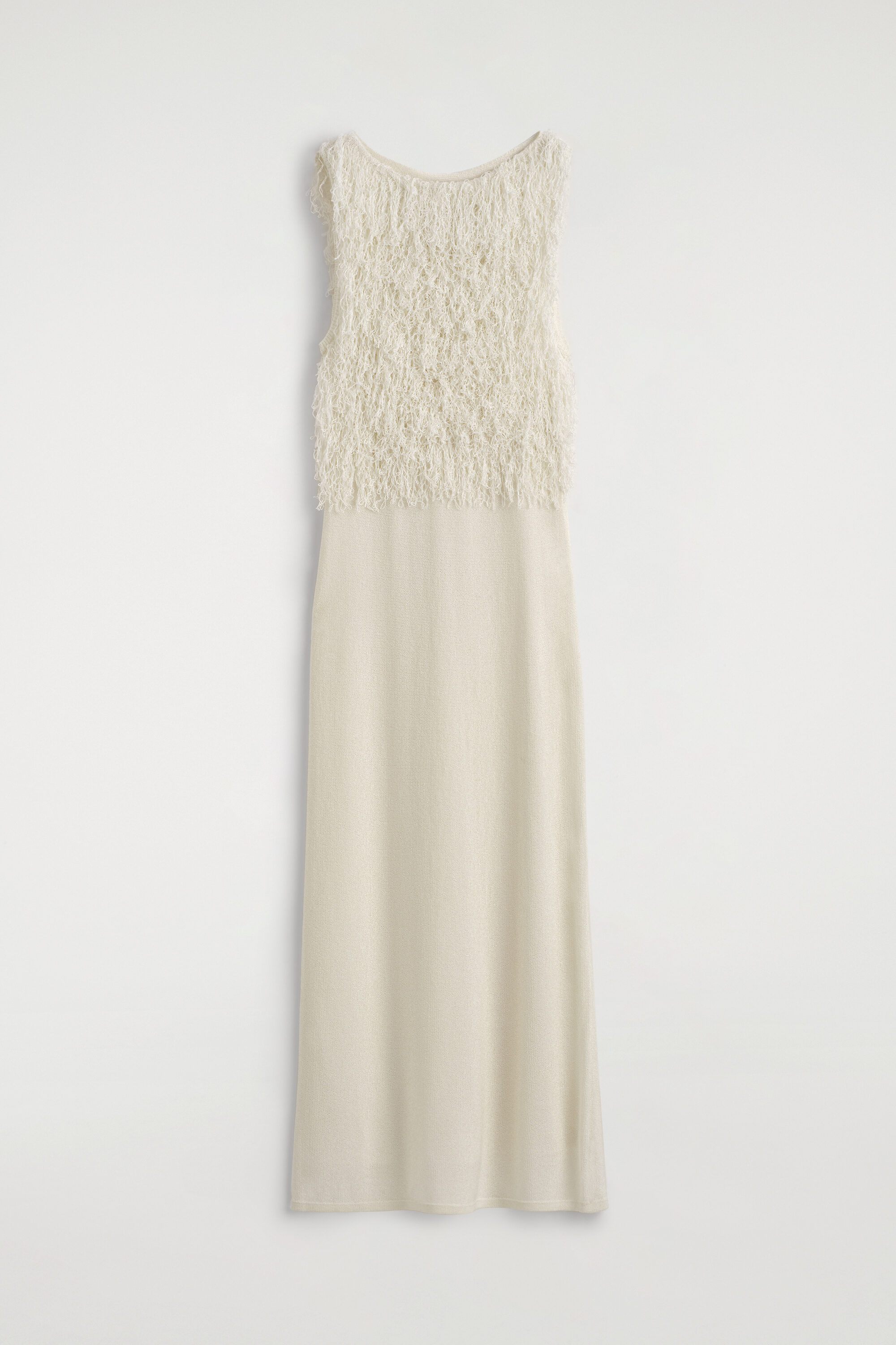 FRINGED KNITTED COLUMN DRESS - WHITE | COS US