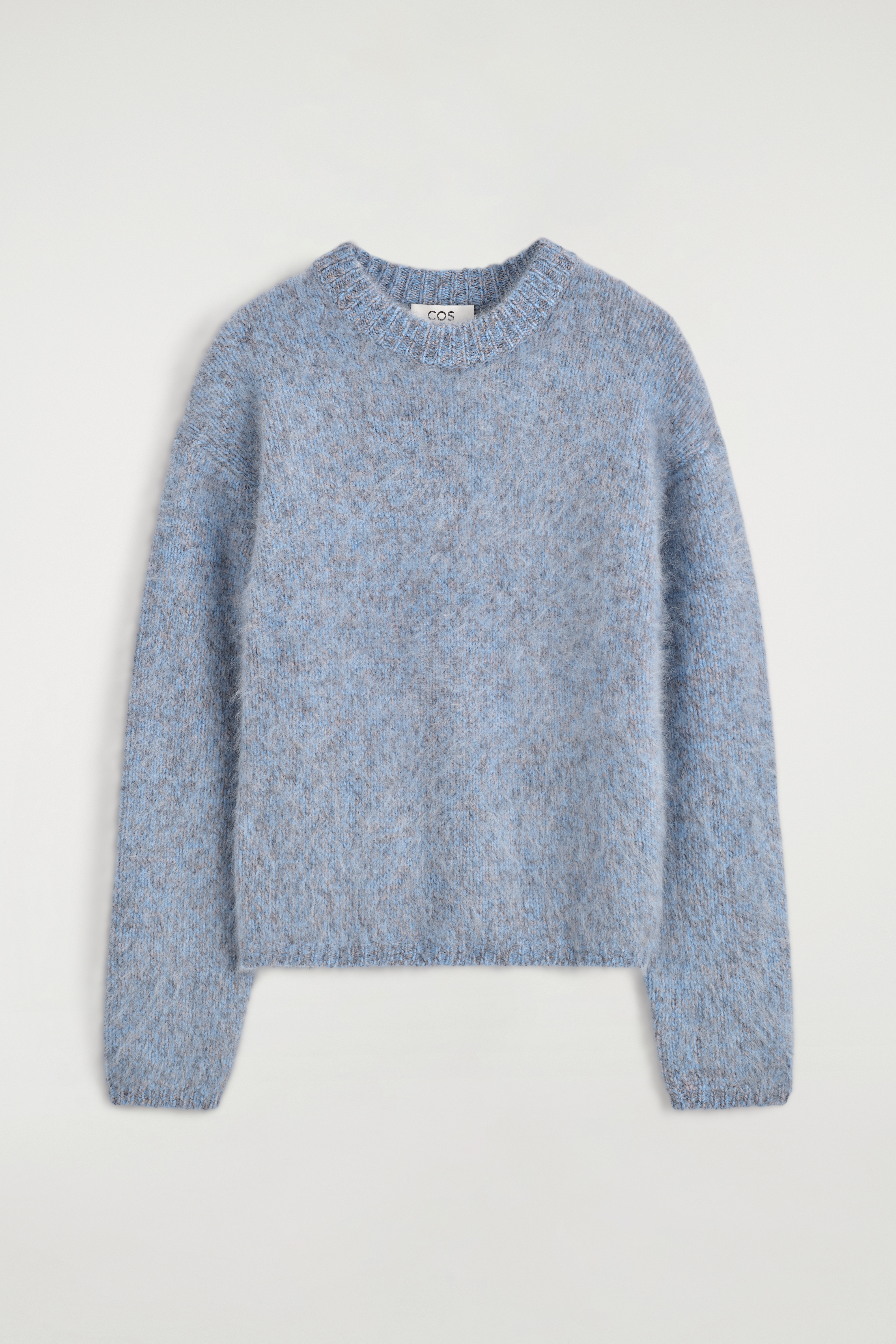 PULL EN CACHEMIRE BROSSÉ BICOLORE - BLEU CHINÉ