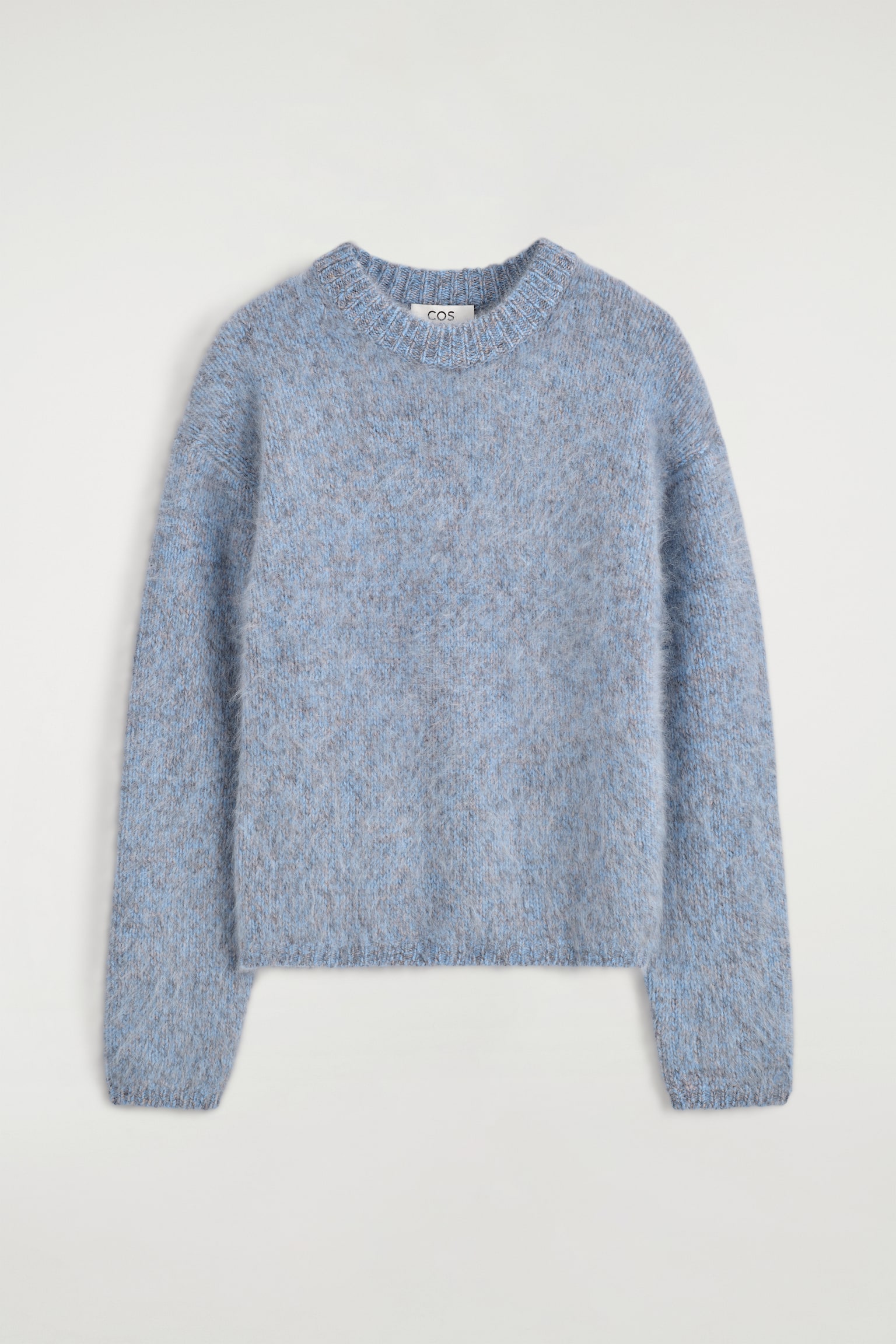 TWO-TONE BRUSHED-CASHMERE JUMPER - BLUE MÉLANGE - 1
