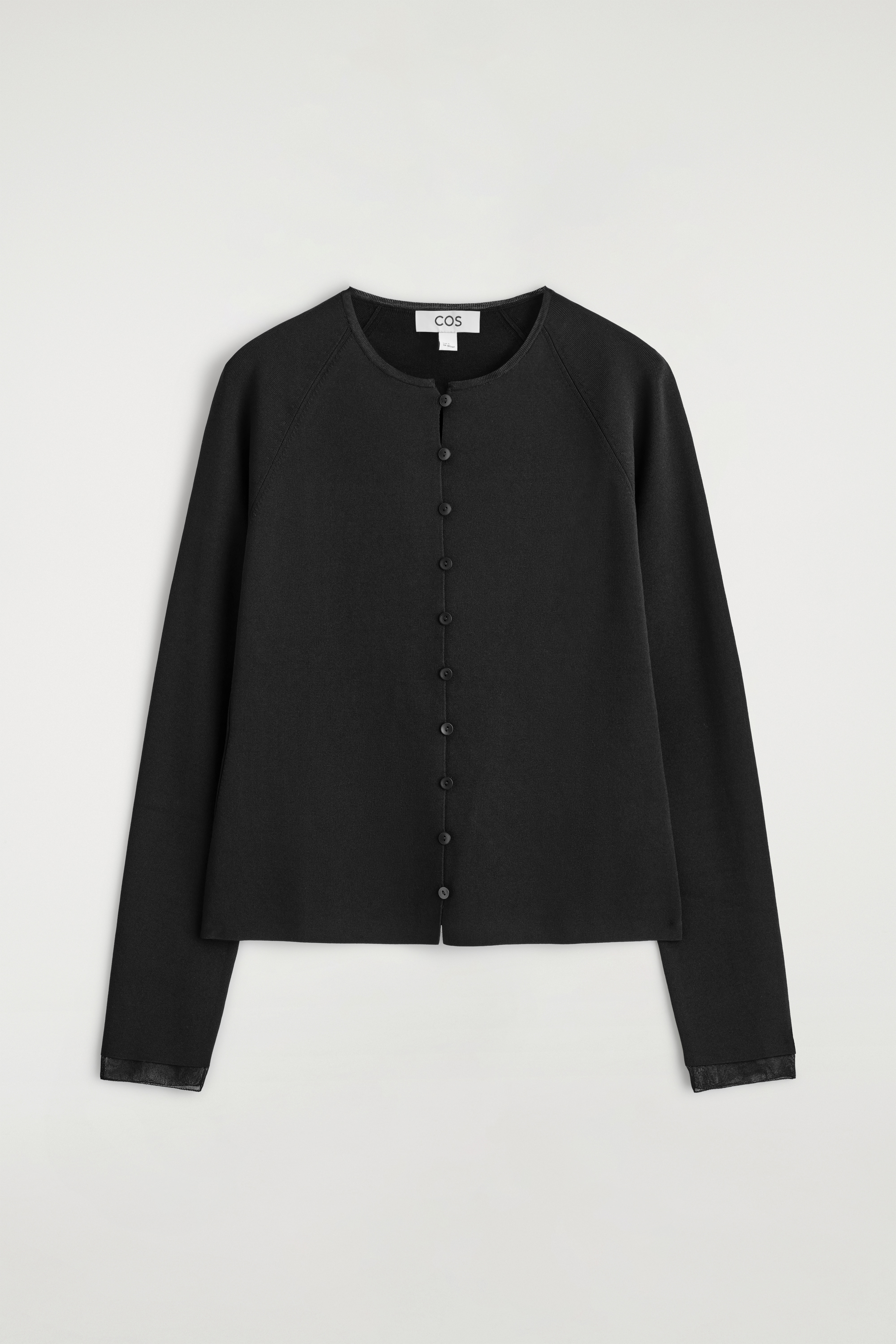 fijngebreide cardigan met doorschijnende details - ZWART