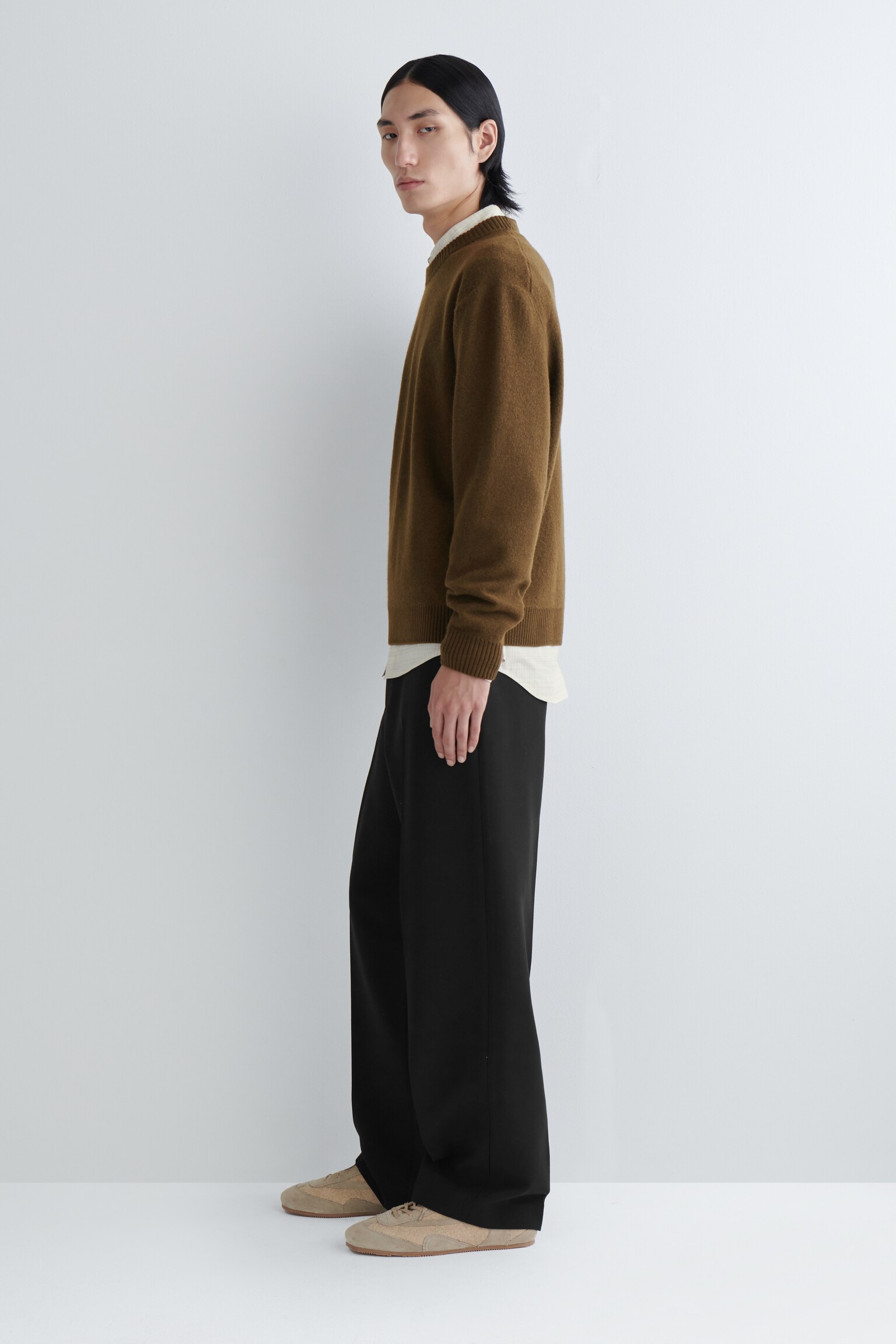 MAGLIONE GIROCOLLO IN LANA COTTA - MARRONE/NERO/ÉCRU - 3