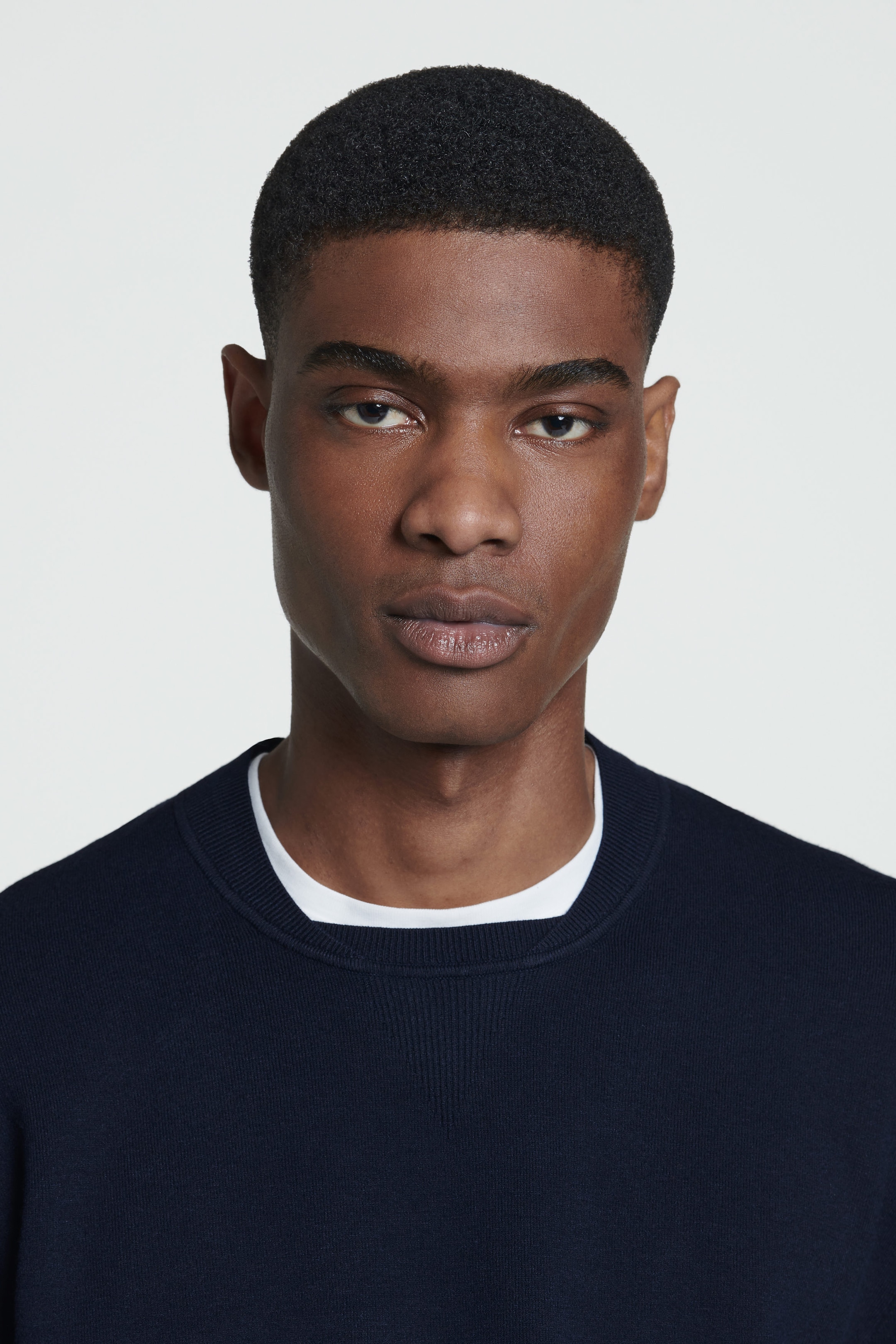 DOUBLE-FACED BOMBER-NECK KNITTED SWEATER