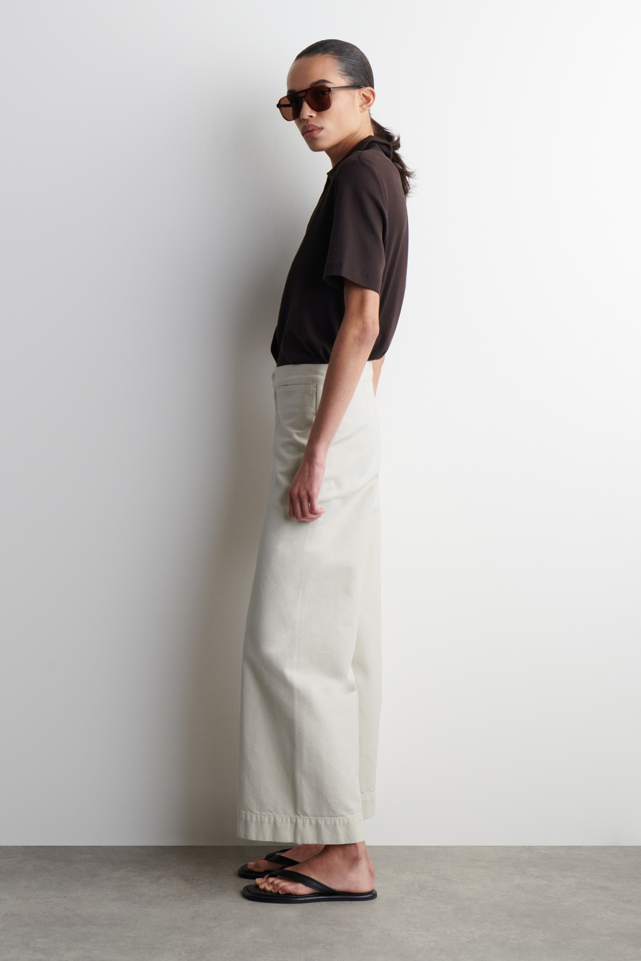 View larger image: WIDE-LEG DENIM TROUSERS - ECRU - Ladies | H&M GB 2