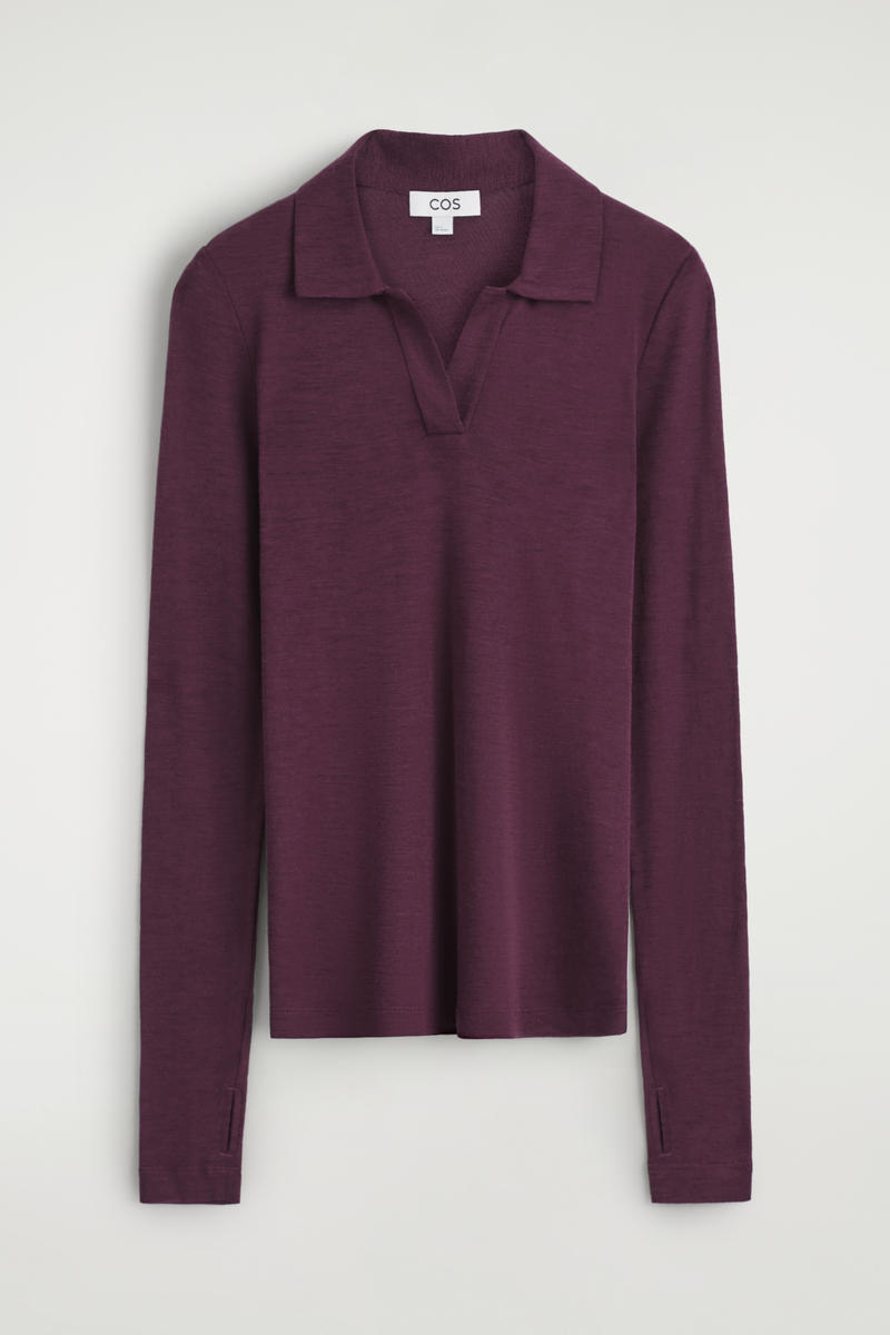 Cos Merino Wool Polo Shirt In Red