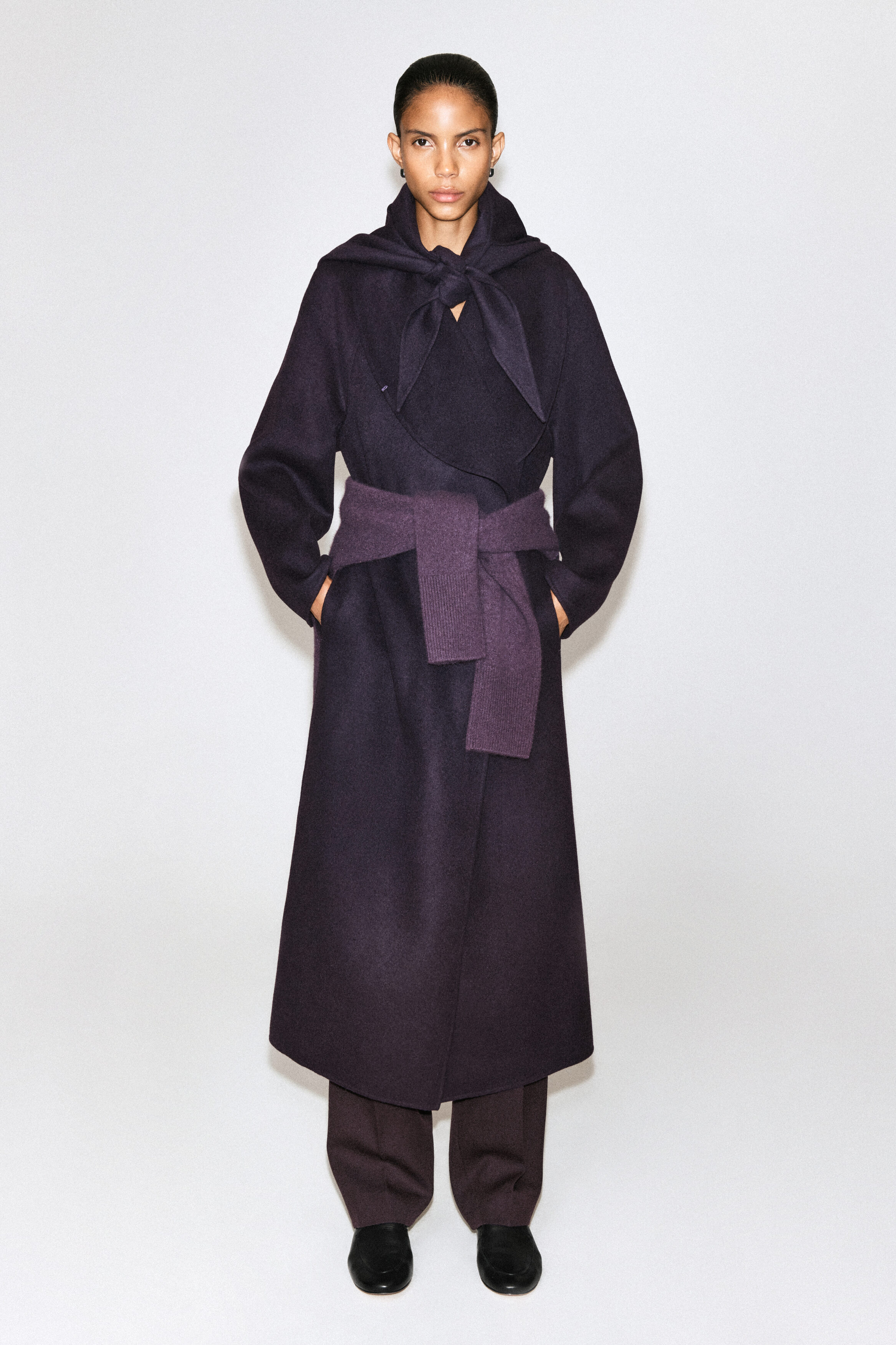 DOUBLE-FACED WOOL SHAWL-COLLAR COAT - EGGPLANT | COS US