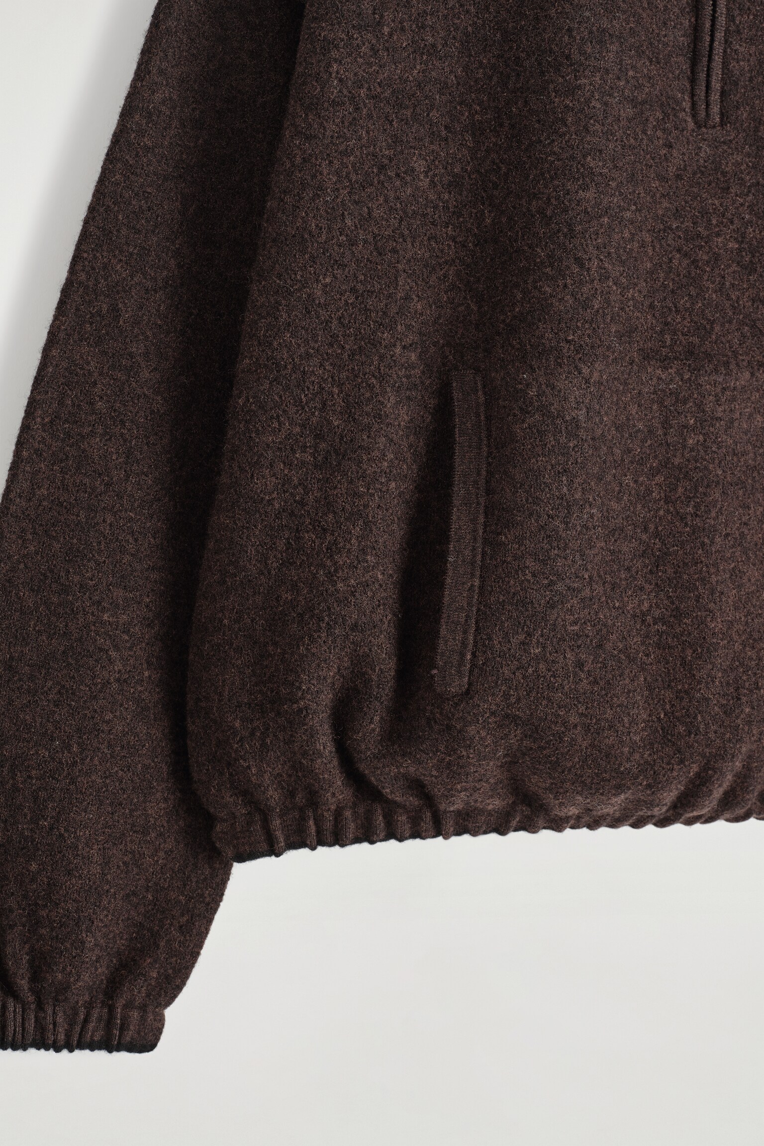 PULL ZIPPÉ EN LAINE MÉRINOS BOUILLIE - BRUN CHINÉ/BEIGE CHINÉ - 4