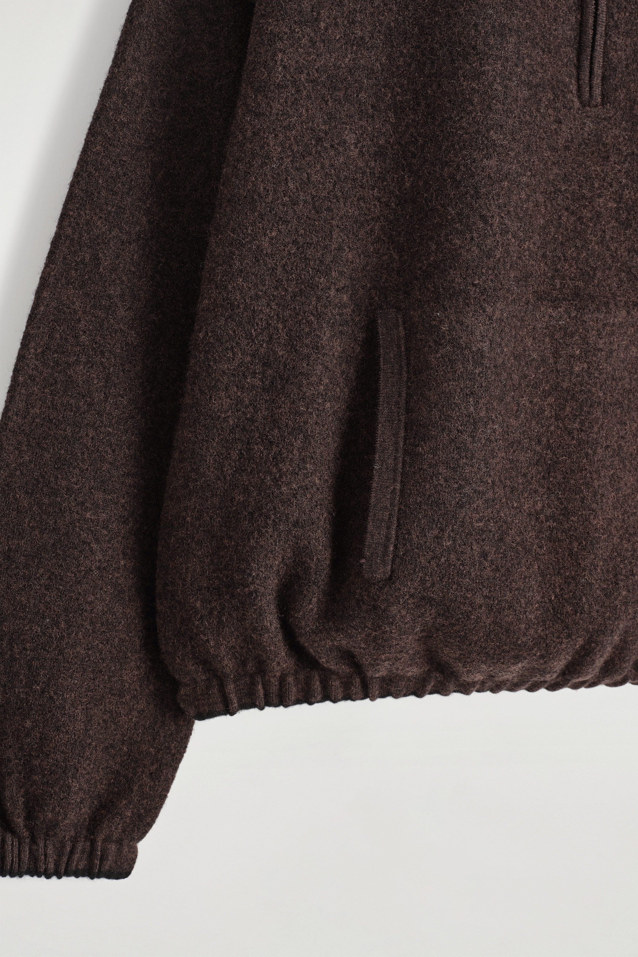 BOILED MERINO WOOL ZIP-UP SWEATER