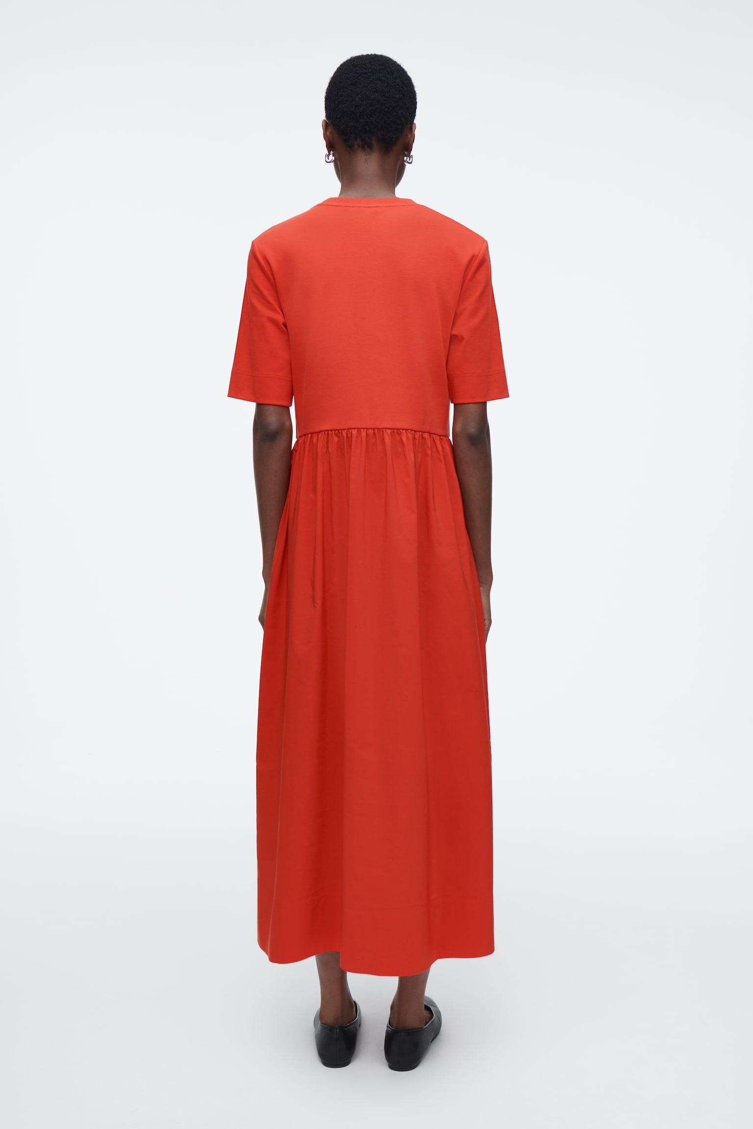CONTRAST-PANEL MIDI DRESS - RED/NAVY - 6