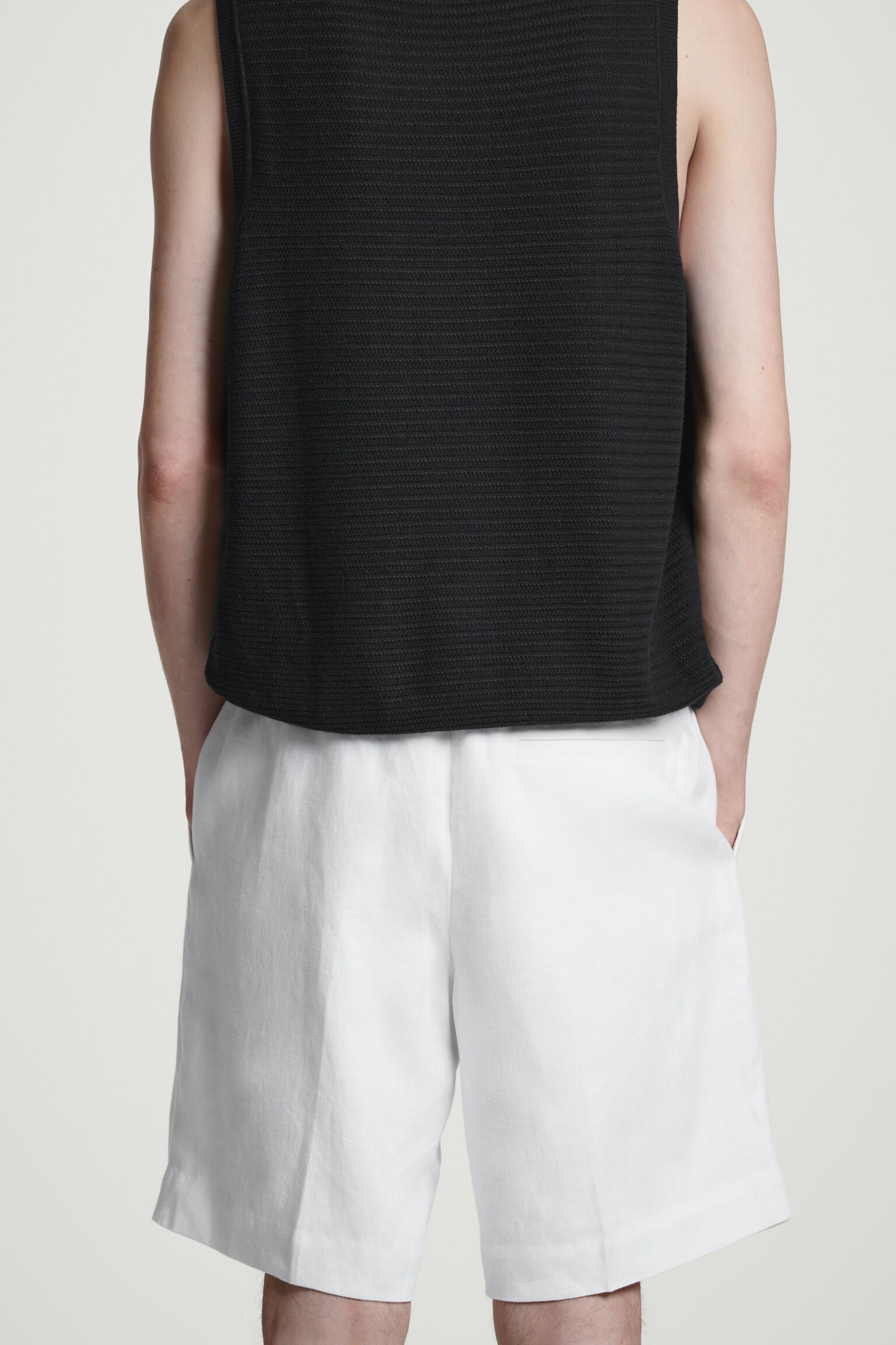 SHORT TAILLE ÉLASTIQUÉE EN LIN - BLANC/BLEU/BLEU MARINE/NOIR/BRUN - 6