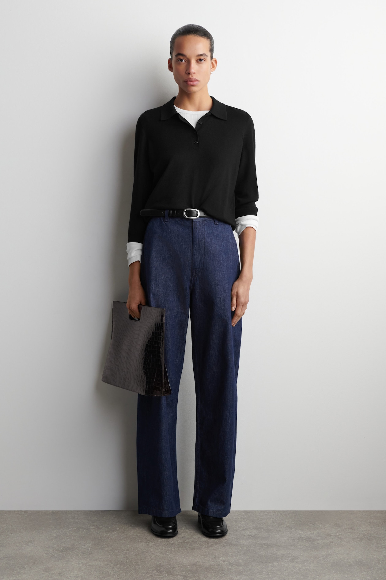 WIDE-LEG DENIM TROUSERS - DARK BLUE | COS NL