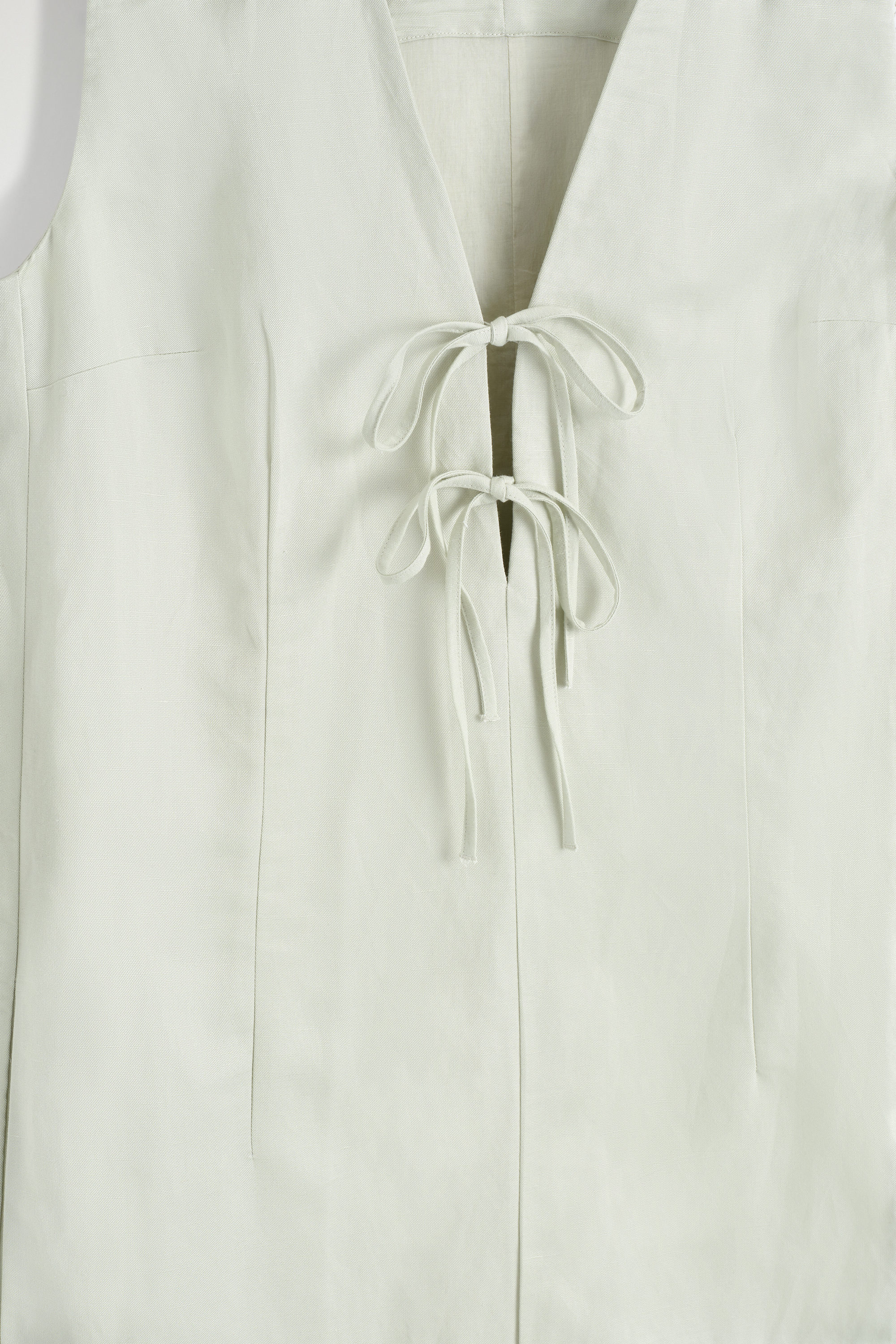 linen v neck midi dress 100% Linen Embroidered V-Neck Midi Dress with Belt FELLIS – LINTICO main image 0