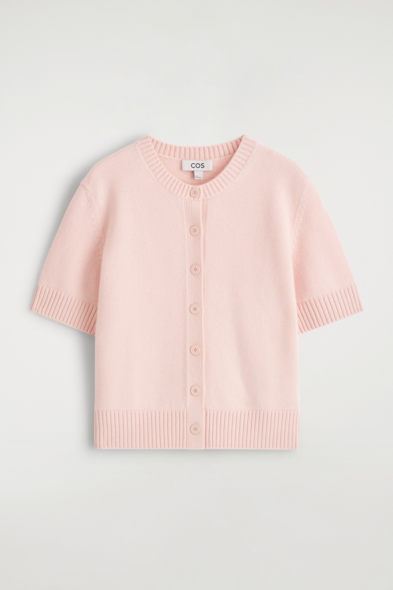 MERINO WOOL SHORT-SLEEVED CARDIGAN - PINK/MOLE - 2