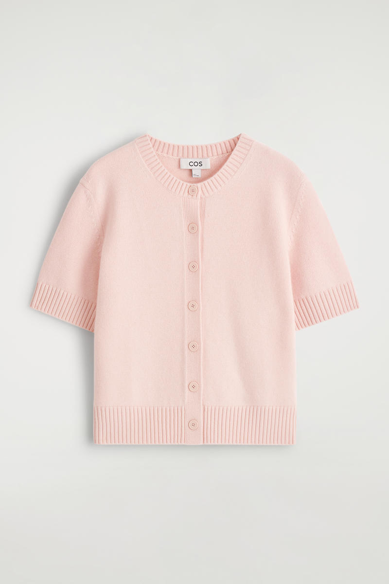 Cos Merino Wool Short-sleveled Cardigan In Pink