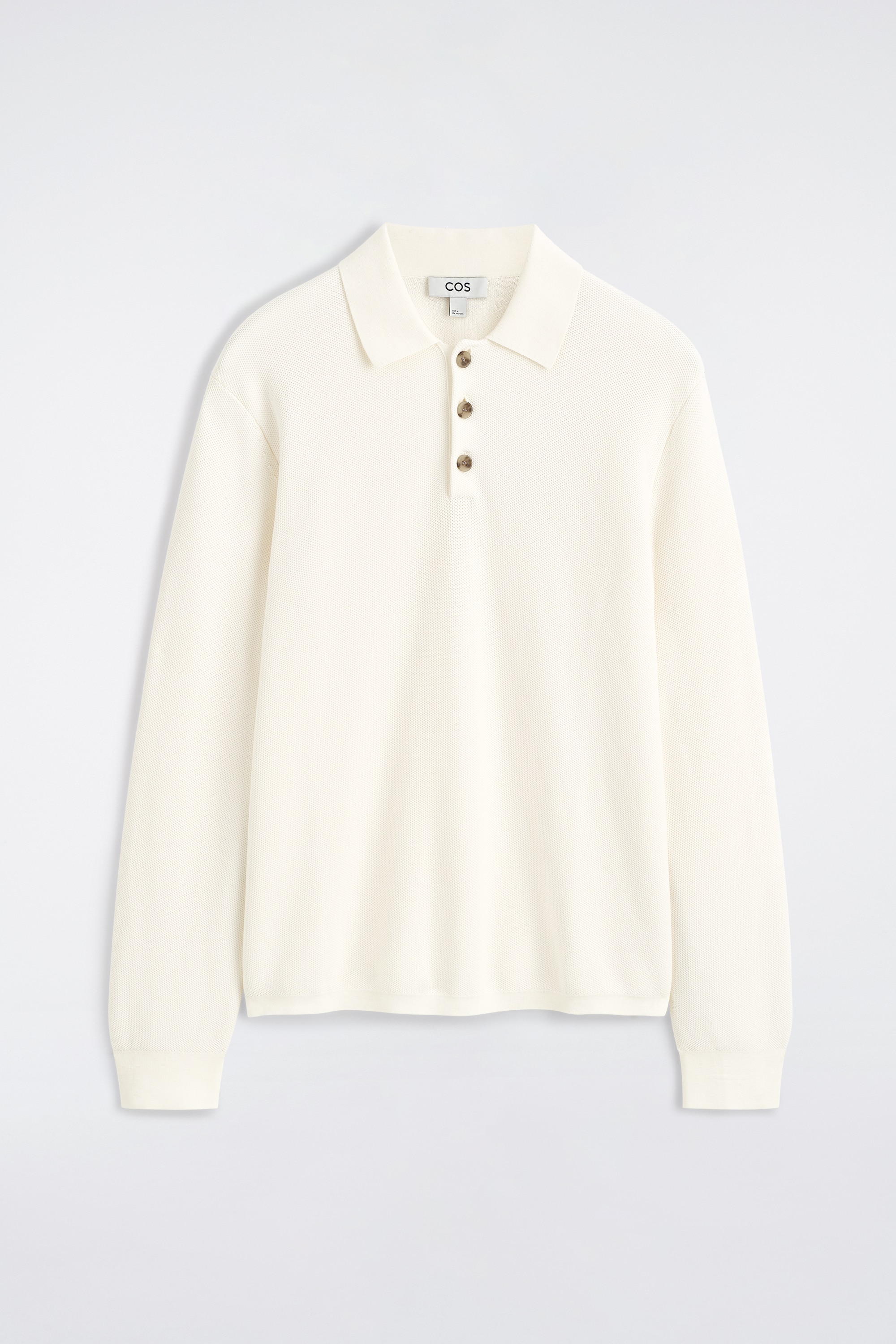 POLOSHIRT MIT WABENSTRUKTUR - CREMEWEISS/DUNKELGRÜN