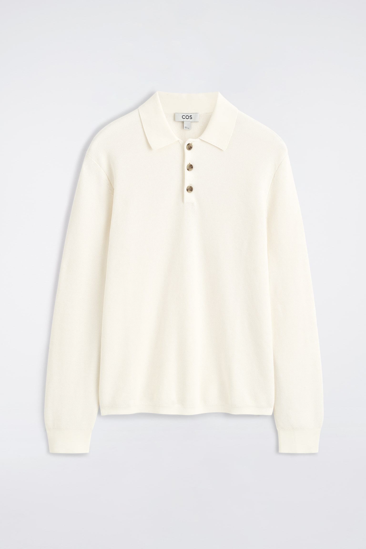 HONEYCOMB-KNIT POLO SHIRT - אוף-וויט - 1
