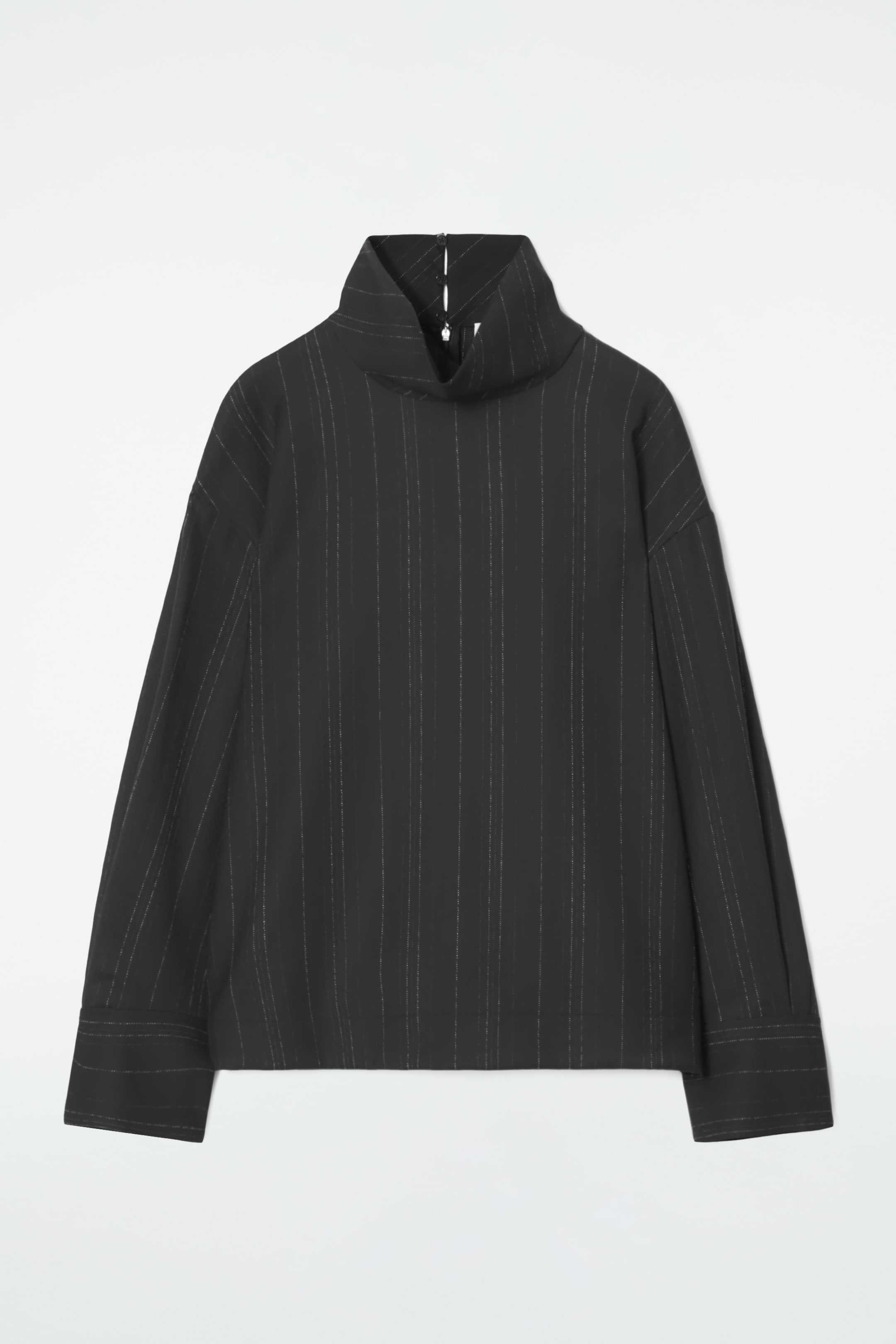 Grösseres Bild ansehen: BLUSE MIT NADELSTREIFEN UND STEHKRAGEN - SCHWARZ/NADELSTREIFEN - DAMEN | H&M CH 1