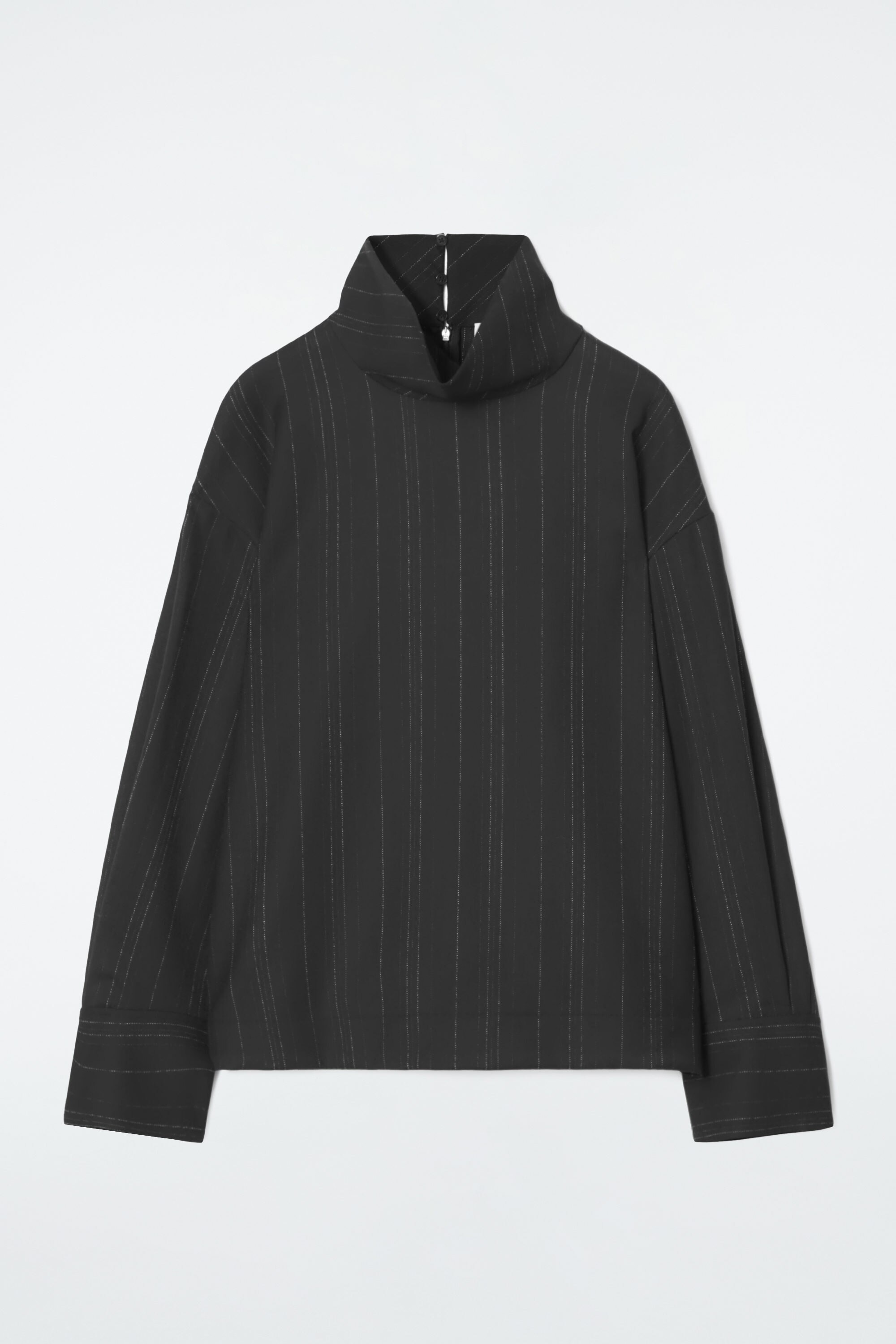 PINSTRIPED FUNNEL-NECK BLOUSE - BLACK / PINSTRIPED | COS