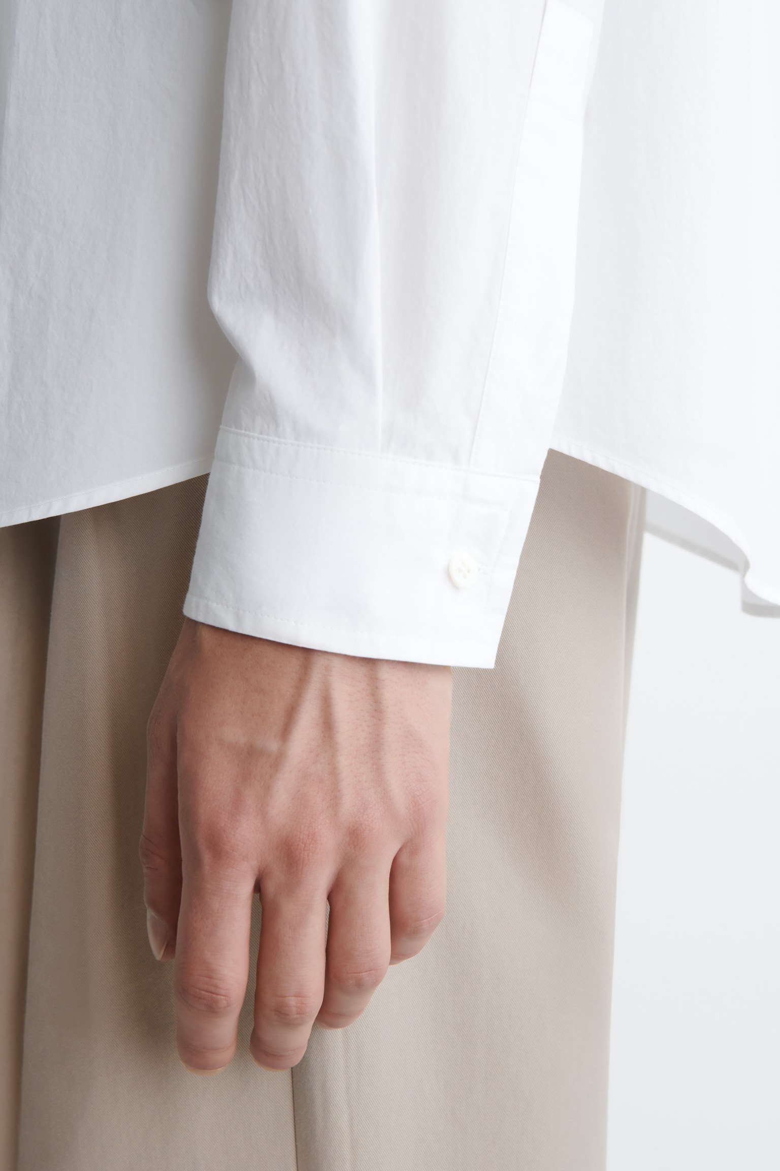 RELAXED PIMA COTTON-POPLIN SHIRT - WHITE/LIGHT BLUE - 5